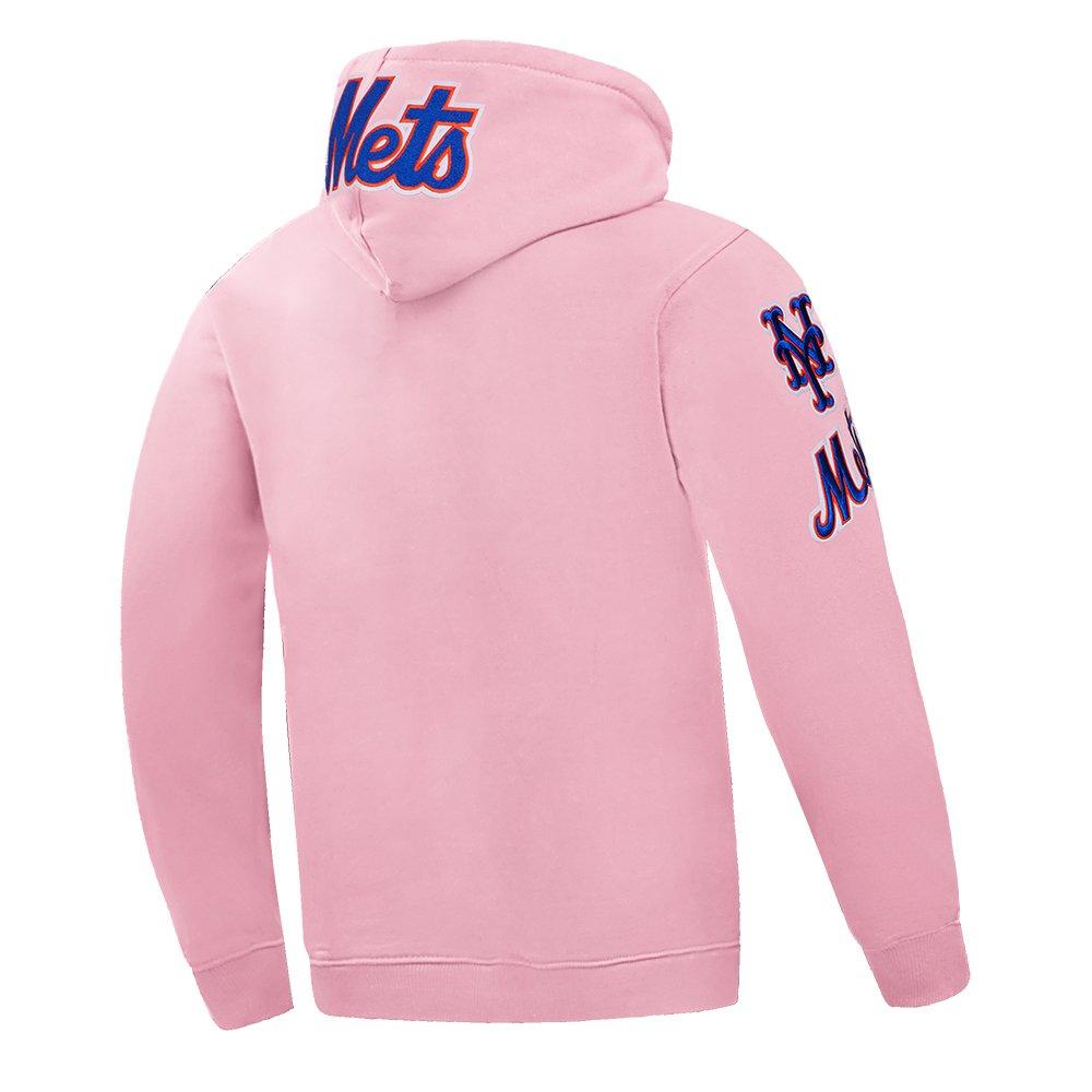 Pro Standard Men's MLB New York Mets Chenille Pullover Hoodie - PINK Thumbnail View 4
