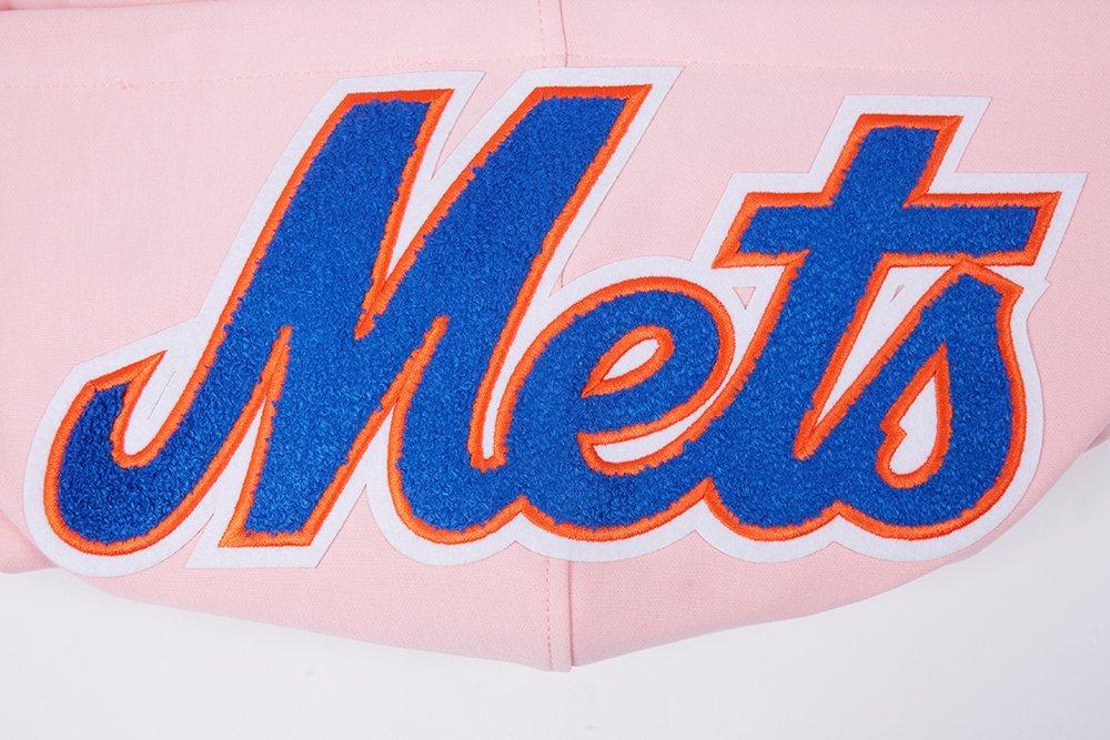 Pro Standard Men's MLB New York Mets Chenille Pullover Hoodie - PINK Thumbnail View 5