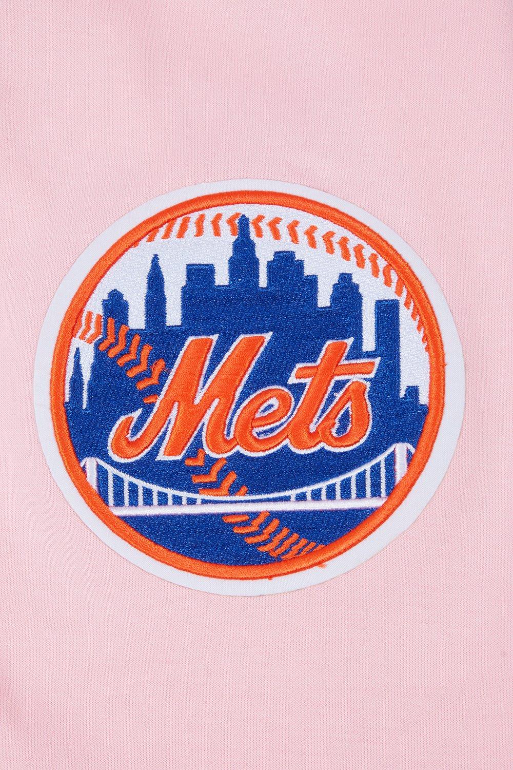 Pro Standard Men's MLB New York Mets Chenille Pullover Hoodie - PINK Thumbnail View 6