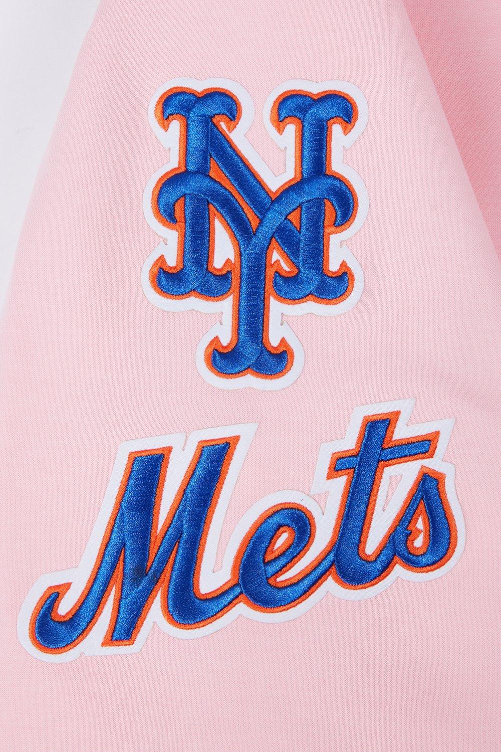 Pro Standard Men's MLB New York Mets Chenille Pullover Hoodie - PINK Thumbnail View 7