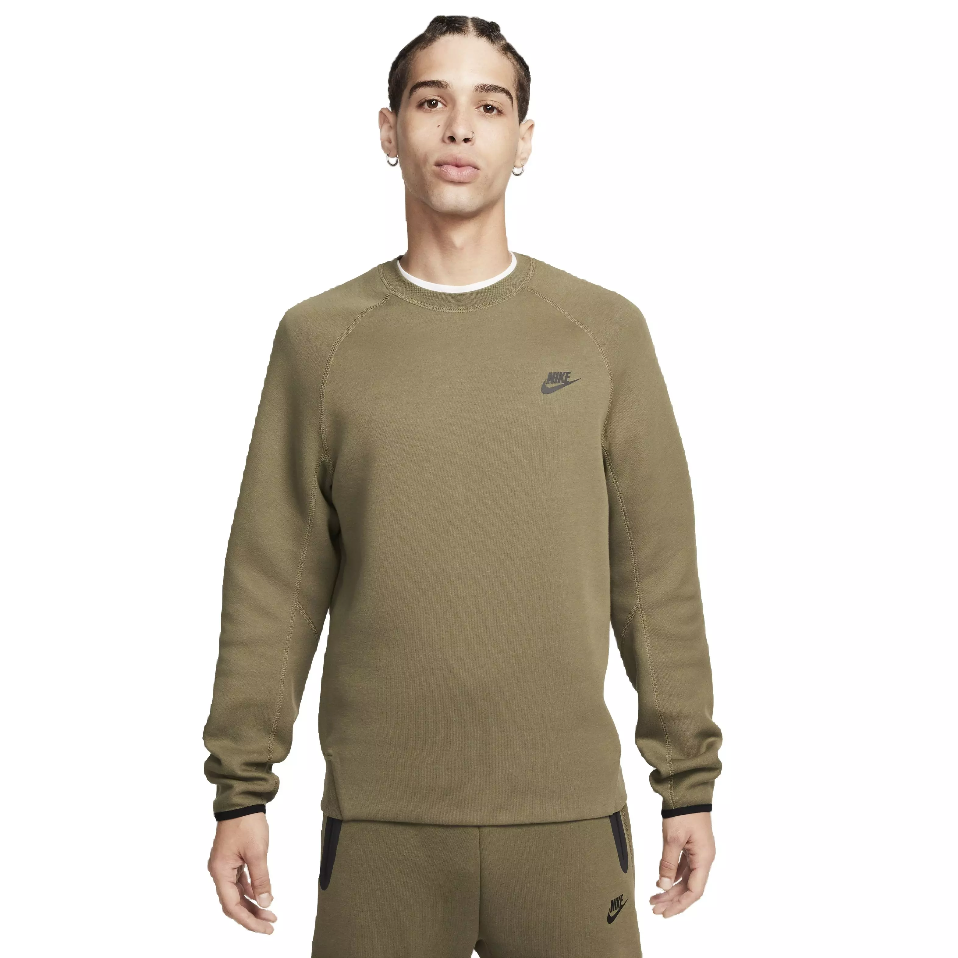 Nike Men's Sportswear Tech Fleece Crew Sweatshirt - OLIVE