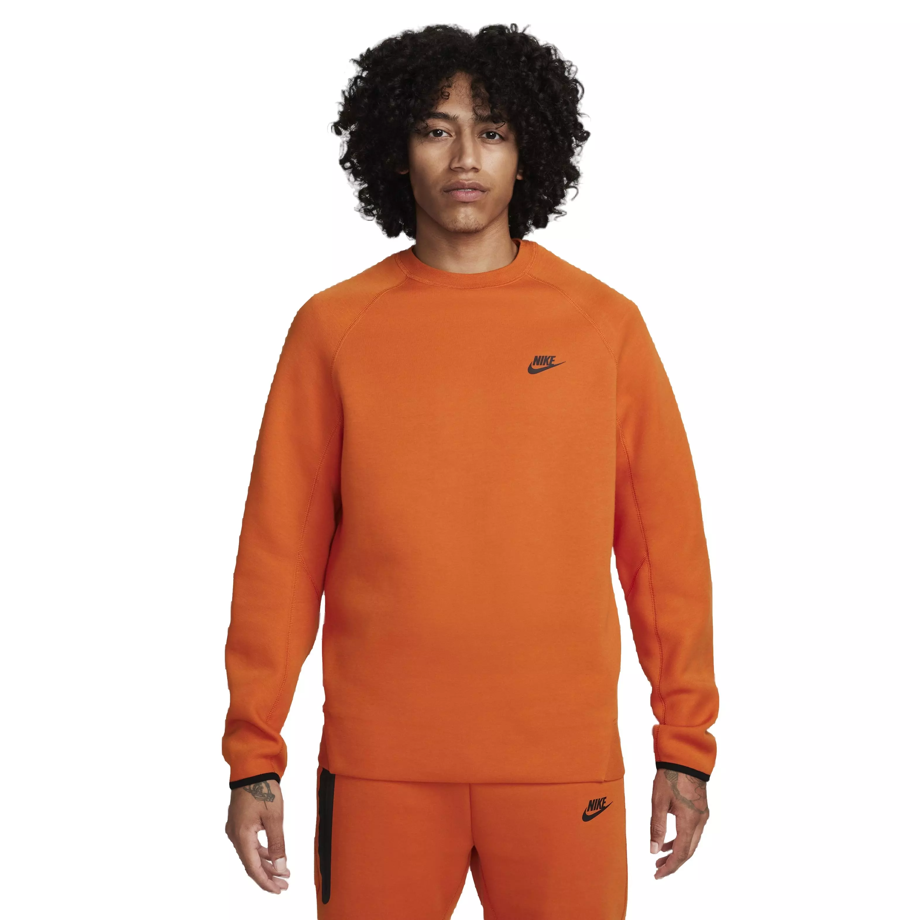 Nike Men's Sportswear Tech Fleece Crew Sweatshirt - ORANGE