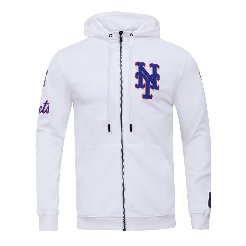 Pro Standard Men's MLB New York Mets Classic Chenille Full-Zip Hooded Jacket - WHITE Thumbnail View 1