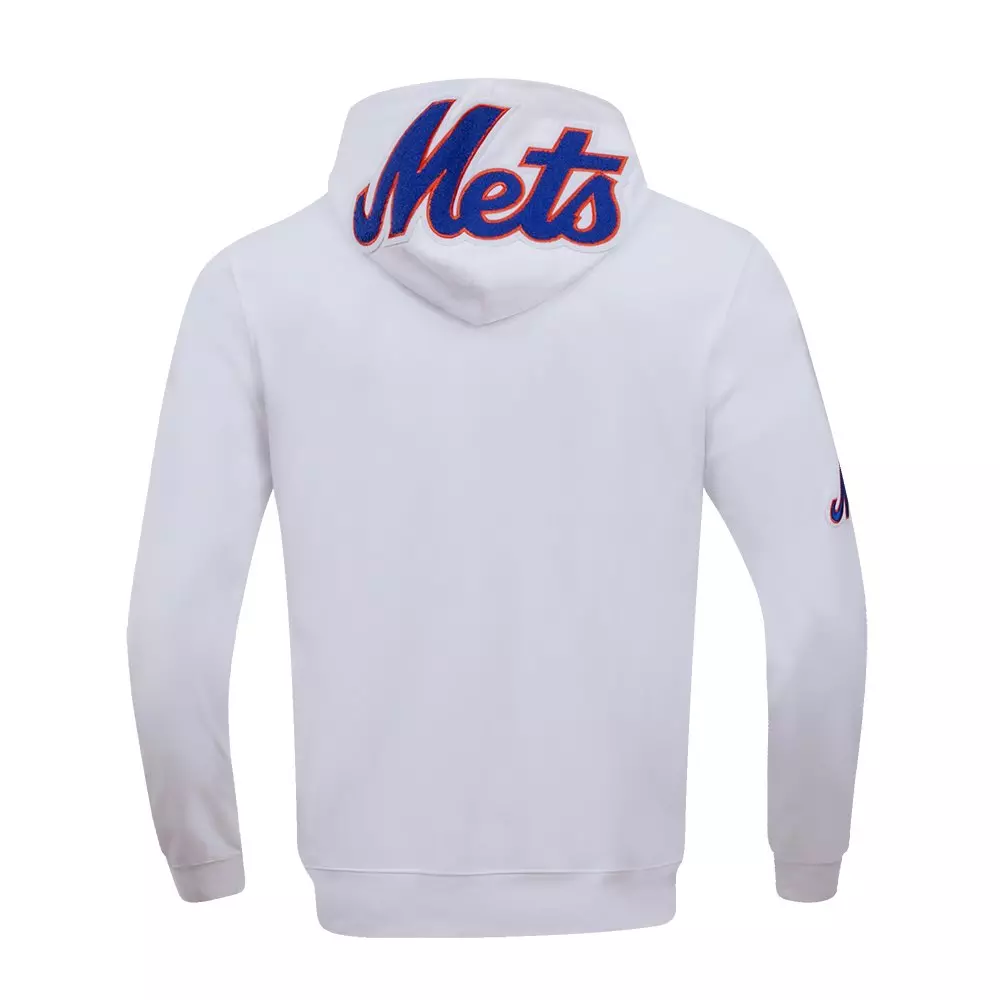 Pro Standard Men's MLB New York Mets Classic Chenille Full-Zip Hooded Jacket - WHITE