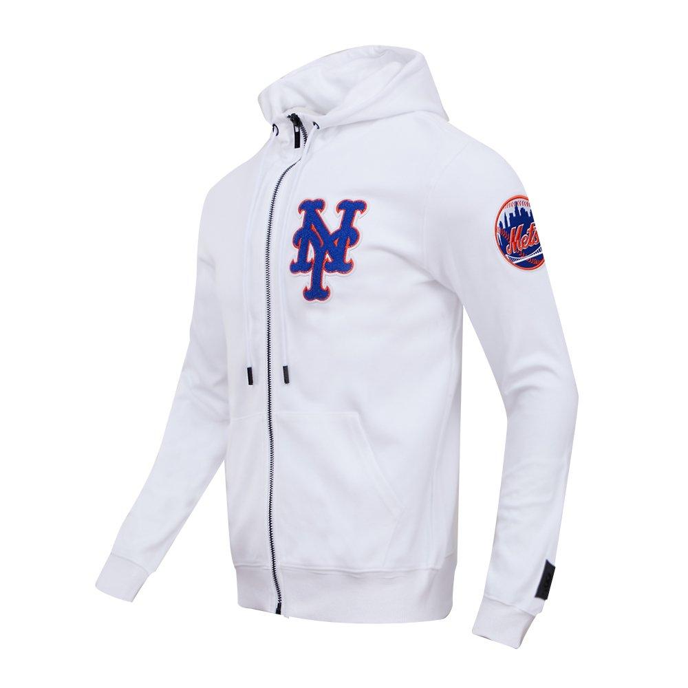 Pro Standard Men's MLB New York Mets Classic Chenille Full-Zip Hooded Jacket - WHITE Thumbnail View 3