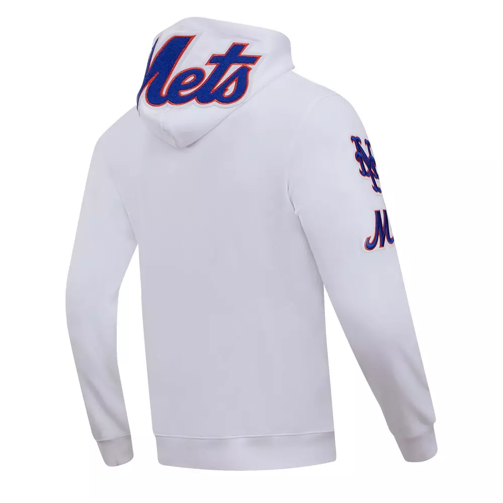 Pro Standard Men's MLB New York Mets Classic Chenille Full-Zip Hooded Jacket - WHITE