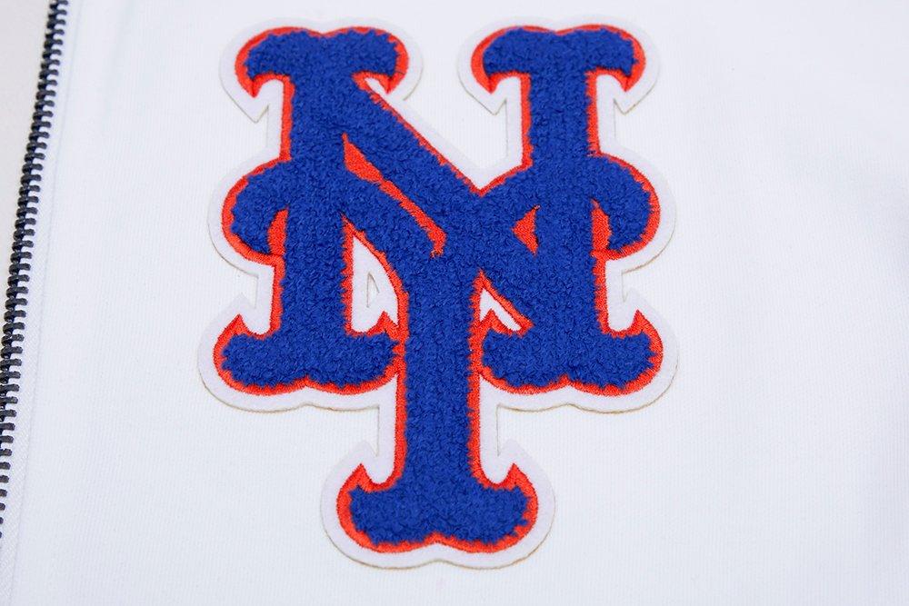 Pro Standard Men's MLB New York Mets Classic Chenille Full-Zip Hooded Jacket - WHITE Thumbnail View 7
