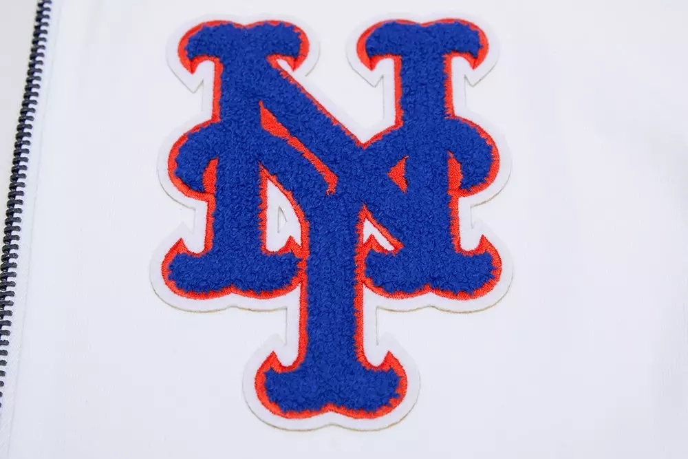 Pro Standard Men's MLB New York Mets Classic Chenille Full-Zip Hooded Jacket - WHITE