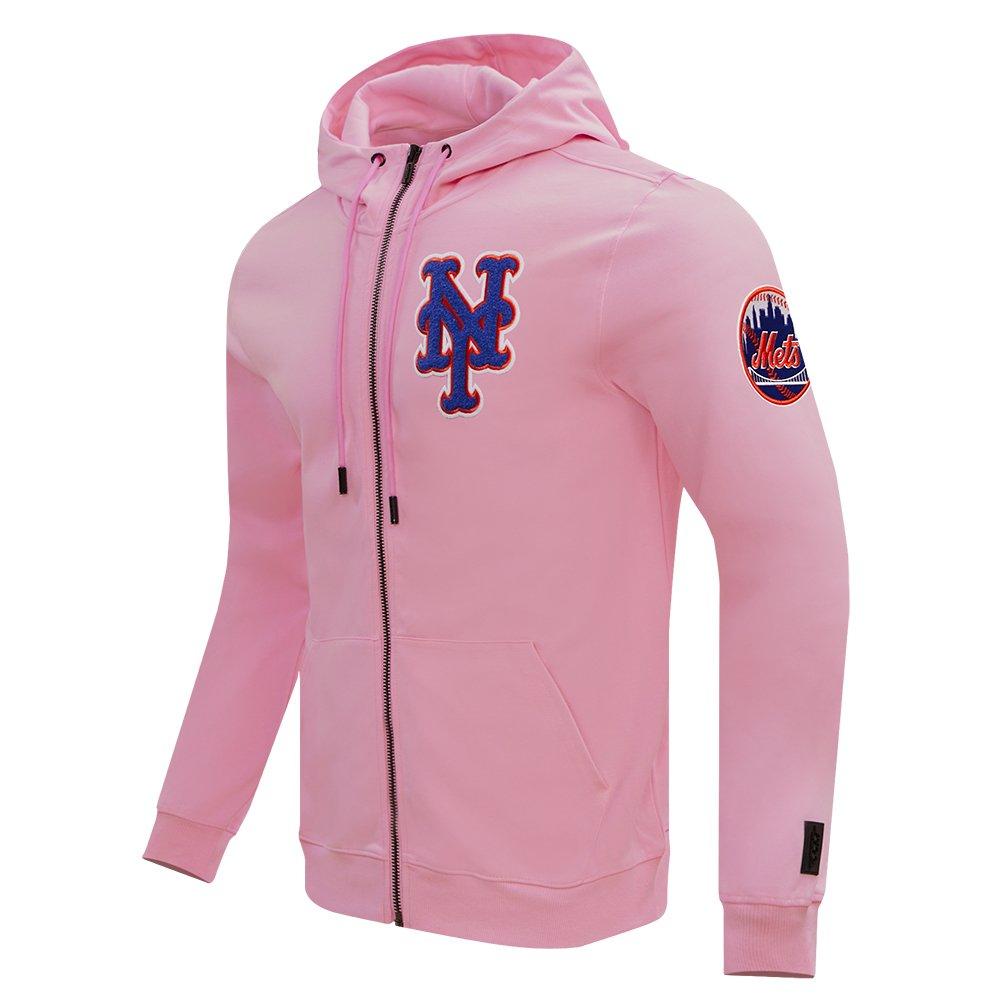 Pro Standard Men's MLB New York Mets Classic Chenille Full-Zip Hooded Jacket - PINK Thumbnail View 3