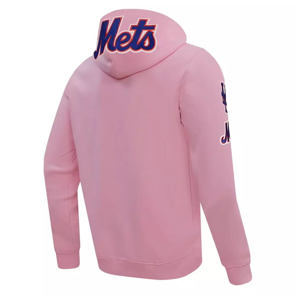 Pro Standard Men's MLB New York Mets Classic Chenille Full-Zip Hooded Jacket - PINK