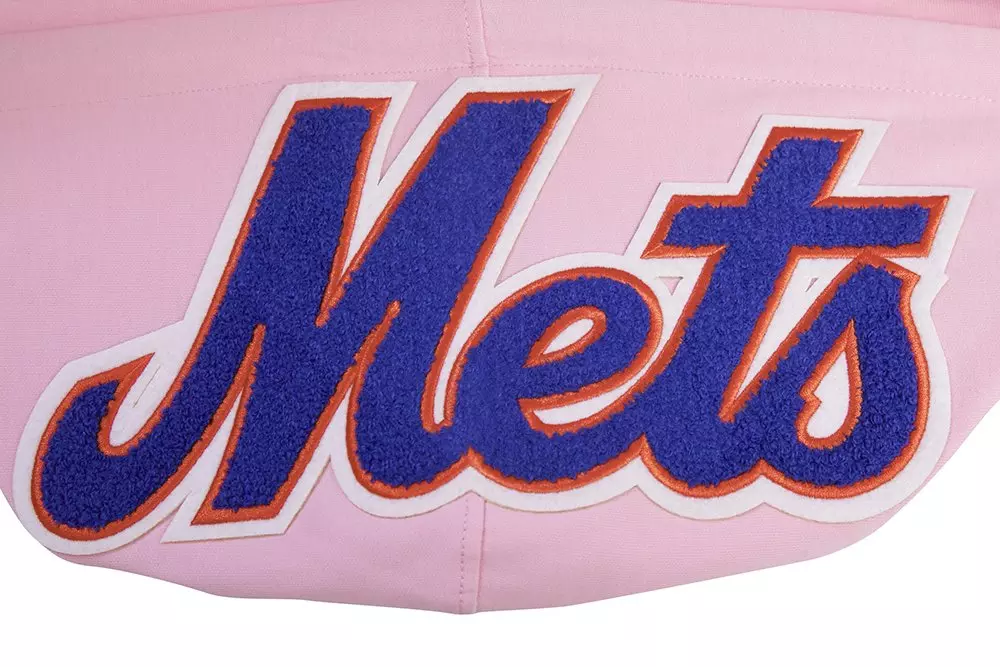 Pro Standard Men's MLB New York Mets Classic Chenille Full-Zip Hooded Jacket - PINK