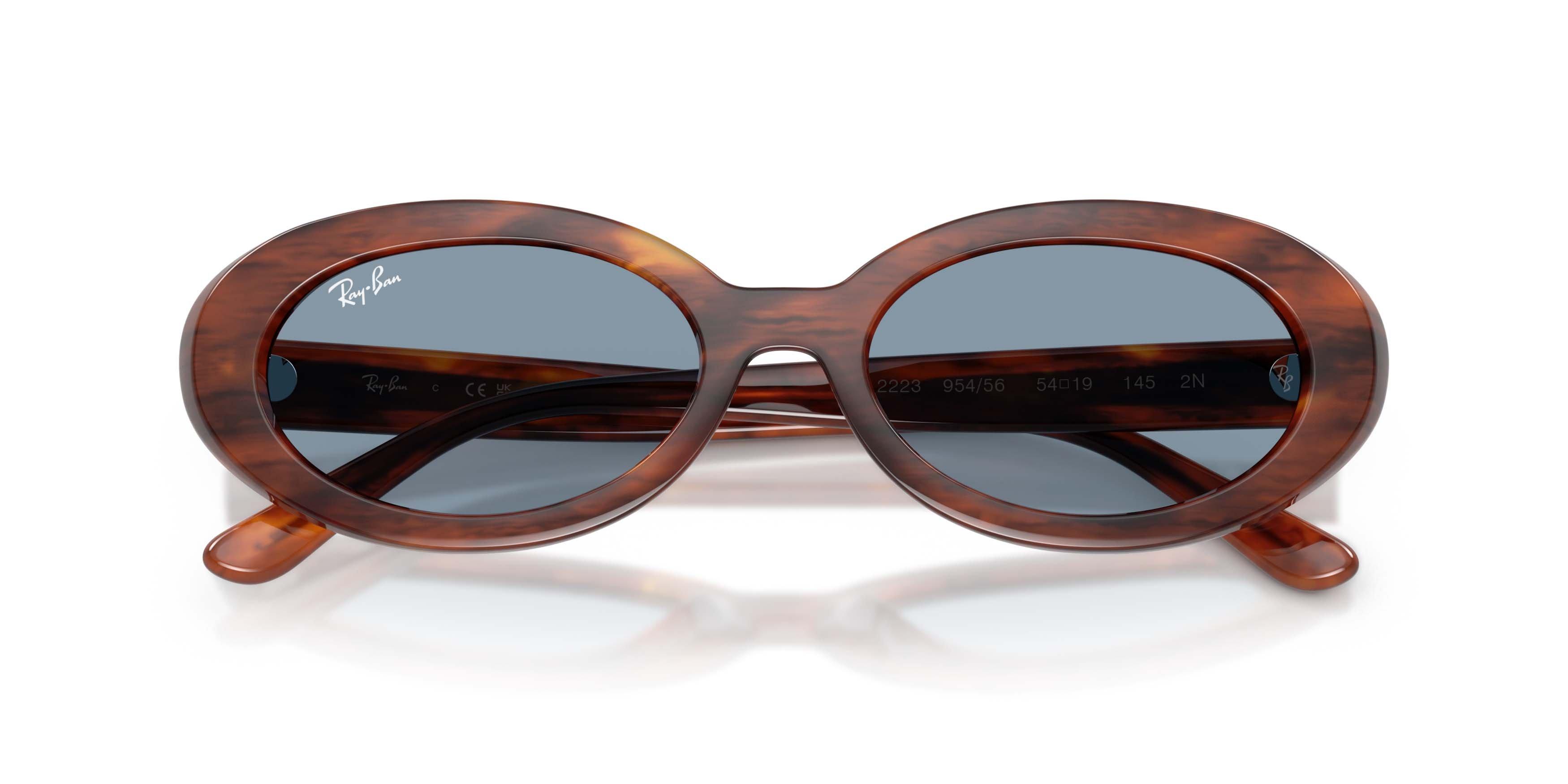 Ray-Ban RB2223 Blue Sunglasses &ndash; Polished Striped Havana - BLUE Thumbnail View 5