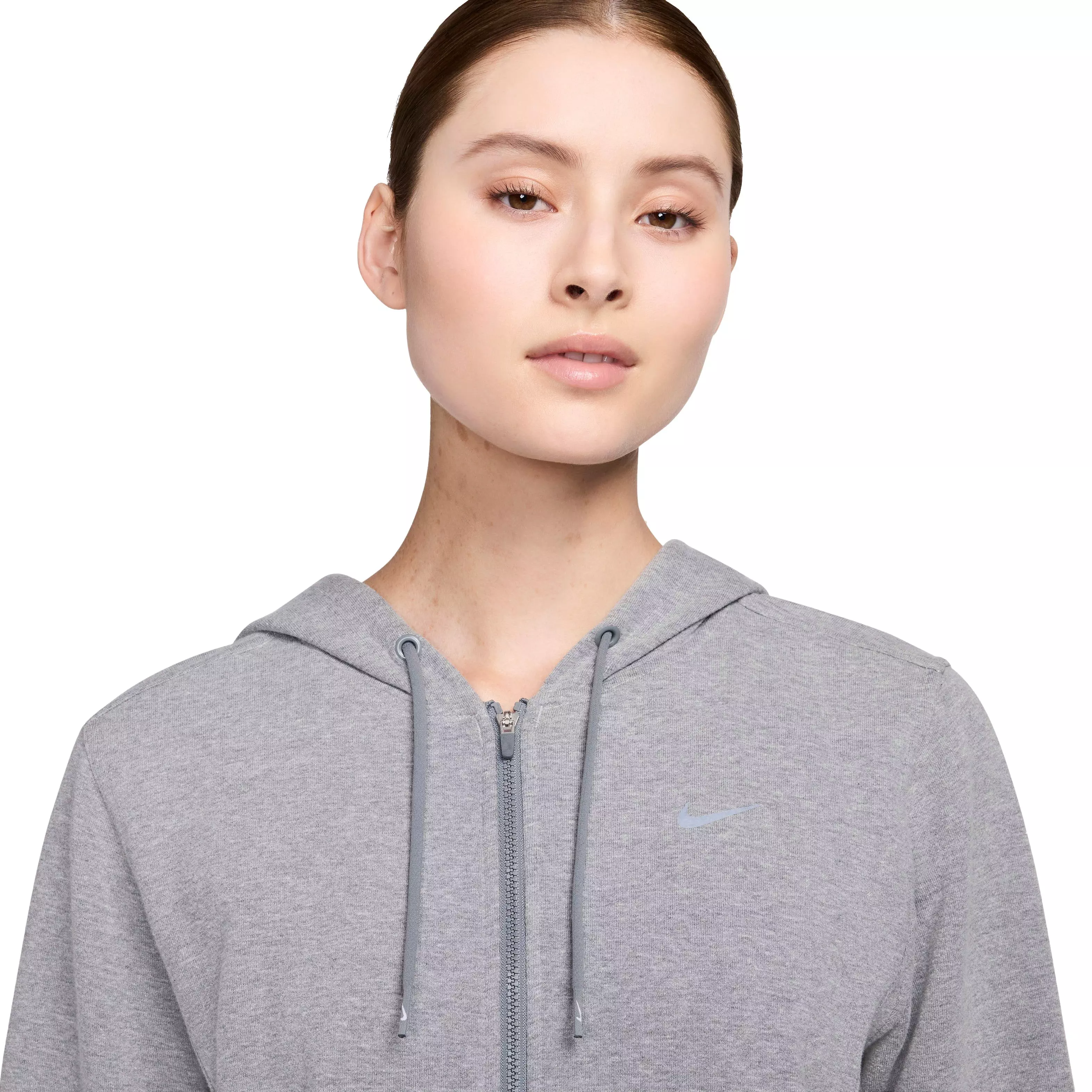 Nike Women's Dri-FIT One Full-Zip French Terry hooded Jacket - GREY