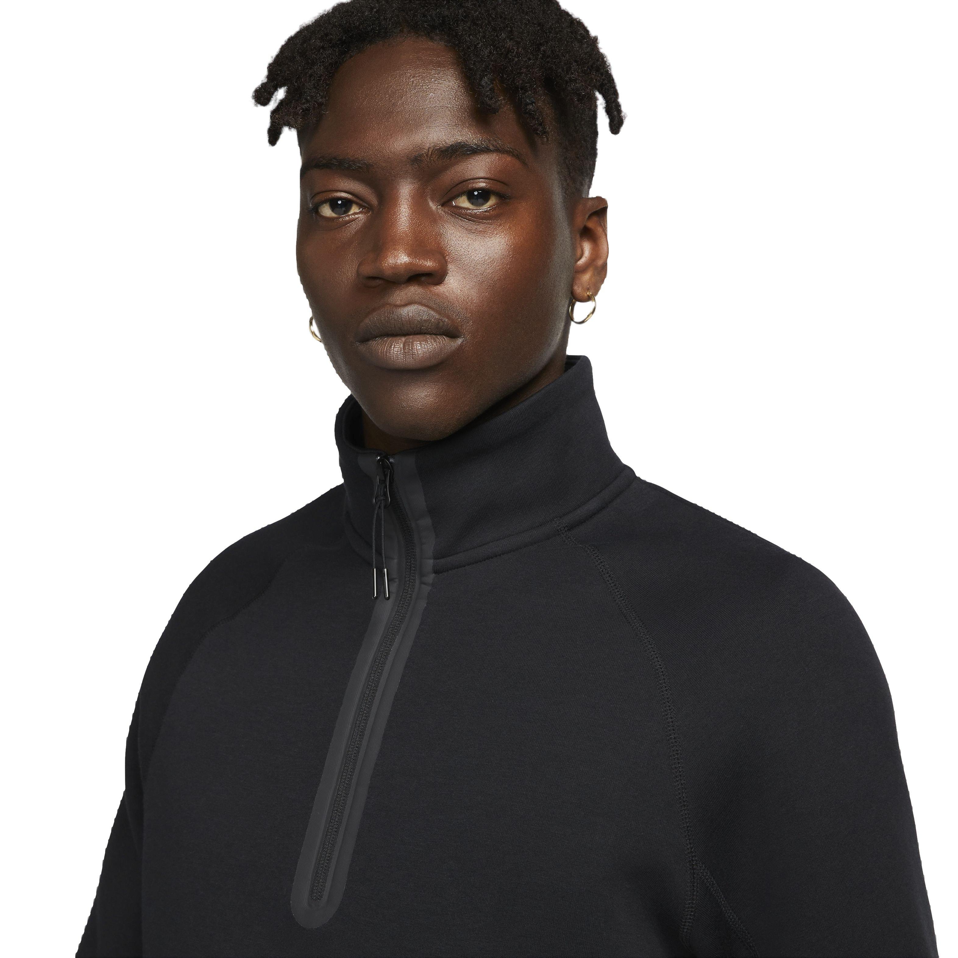 Nike Men's Sportswear Tech Fleece 1/2-Zip Sweatshirt - BLACK Thumbnail View 3