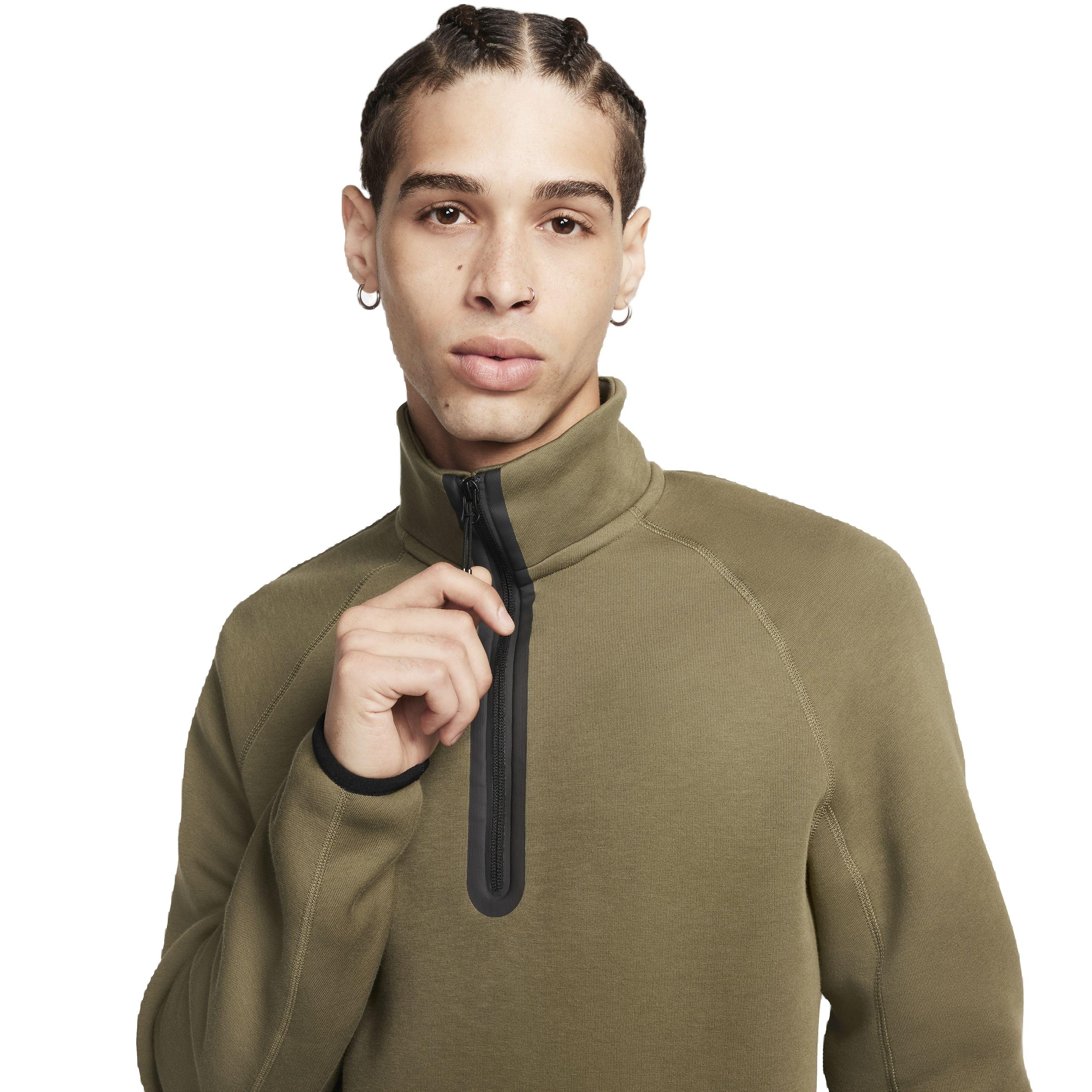 Nike Men's Sportswear Tech Fleece 1/2-Zip Sweatshirt - GREEN Thumbnail View 3