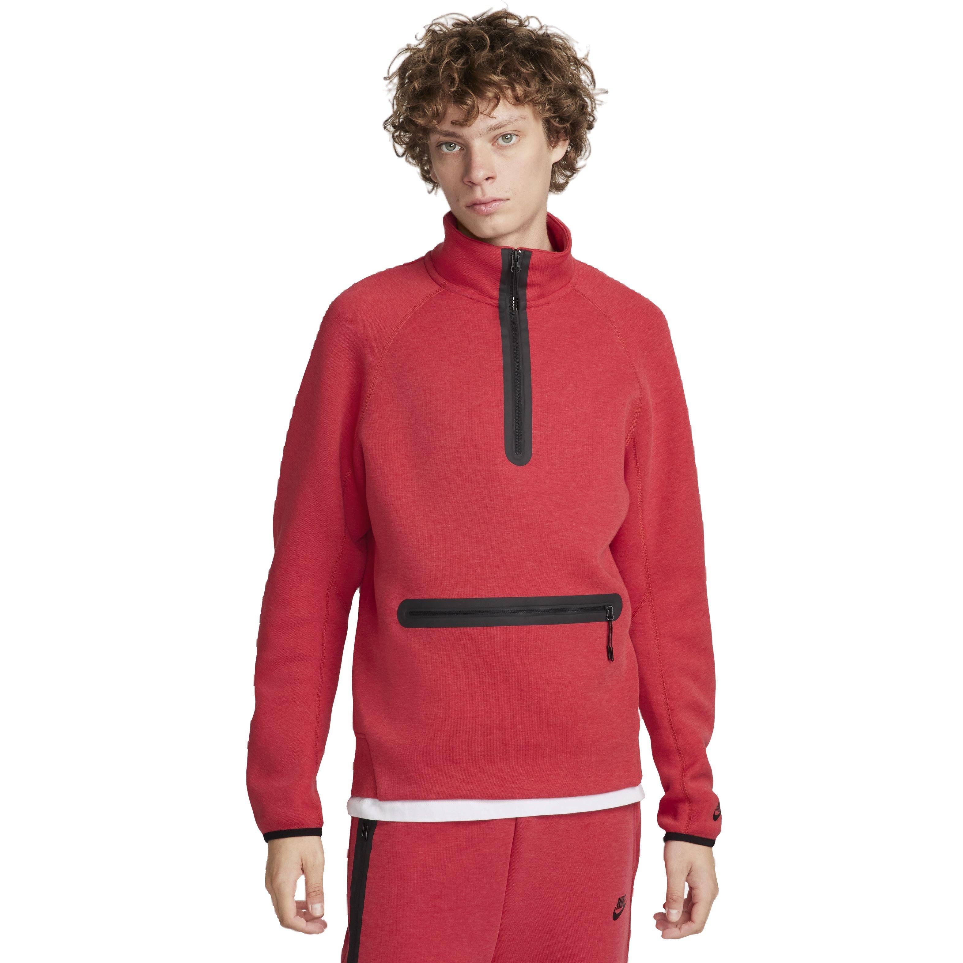 Nike Men's Sportswear Tech Fleece 1/2-Zip Sweatshirt - RED Thumbnail View 1
