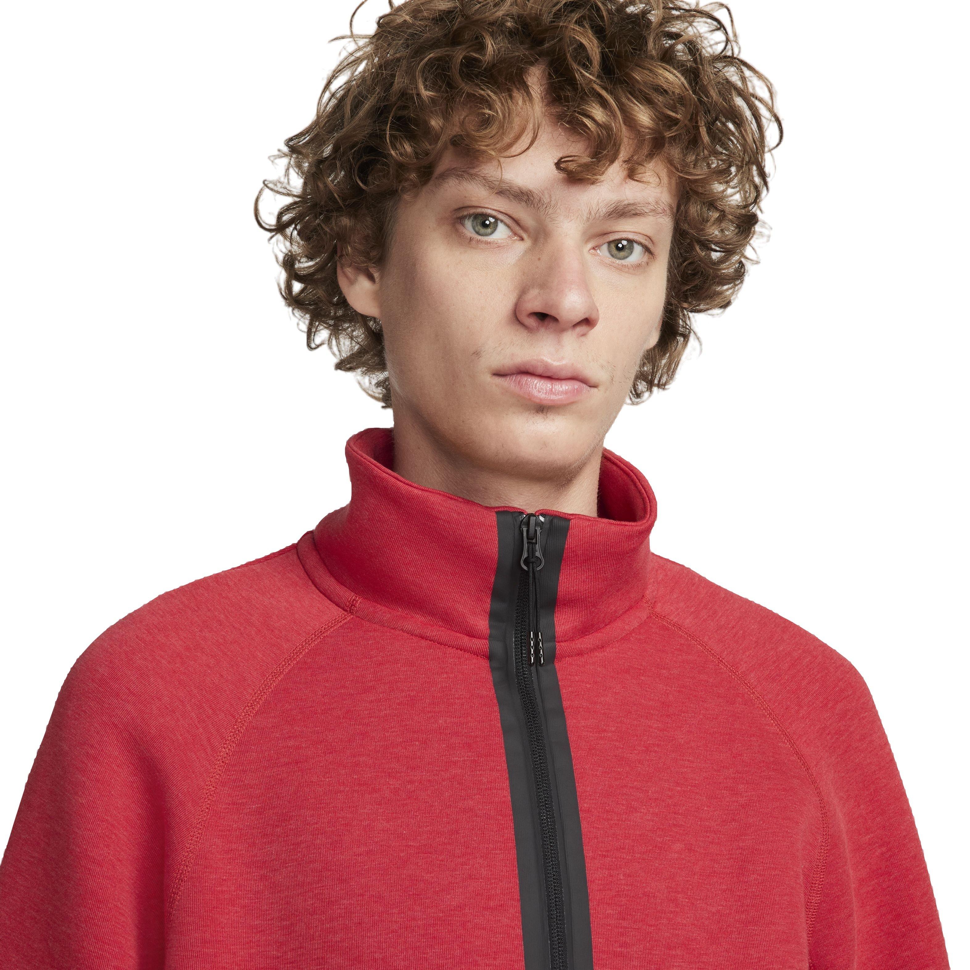 Nike Men's Sportswear Tech Fleece 1/2-Zip Sweatshirt - RED Thumbnail View 3