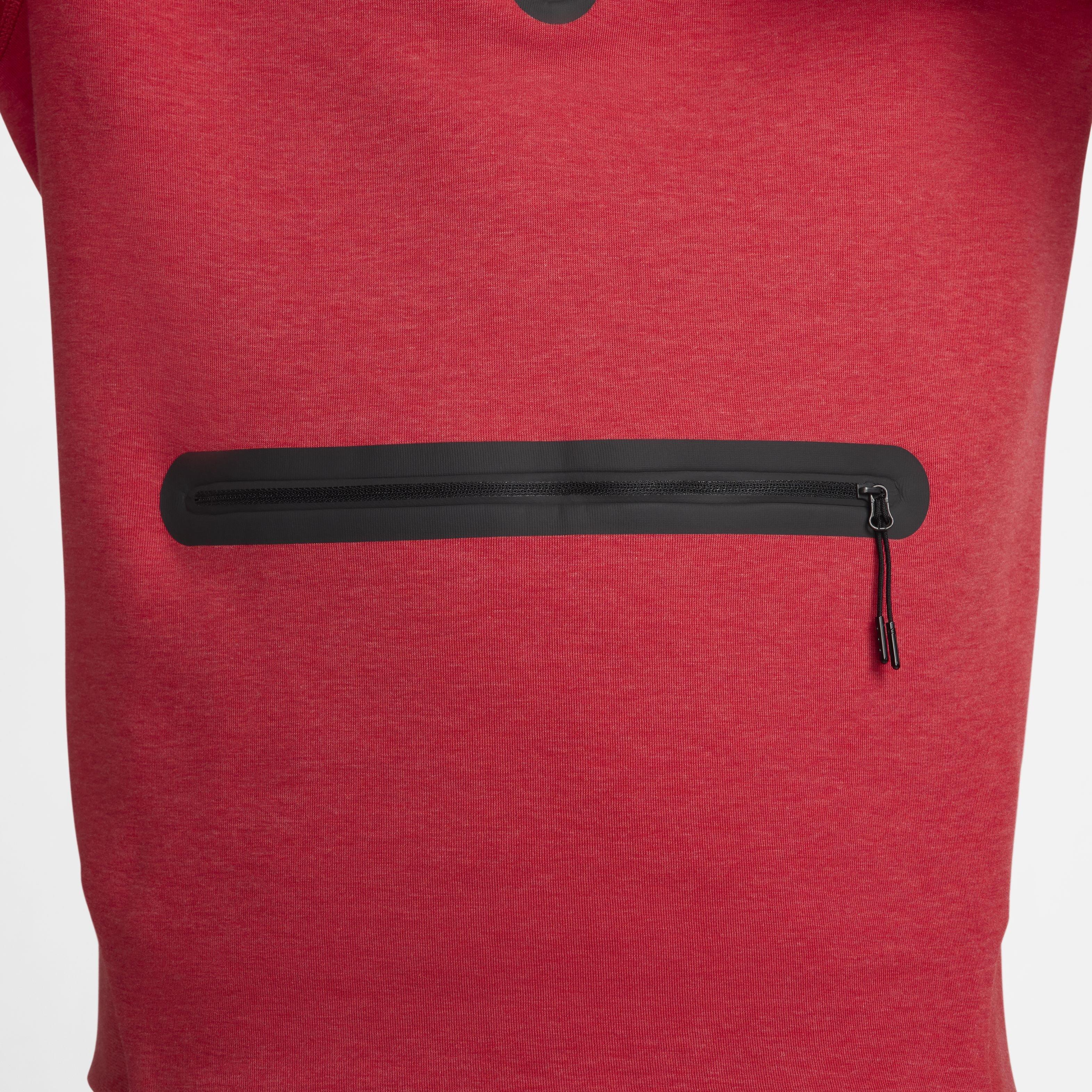 Nike Men's Sportswear Tech Fleece 1/2-Zip Sweatshirt - RED Thumbnail View 4