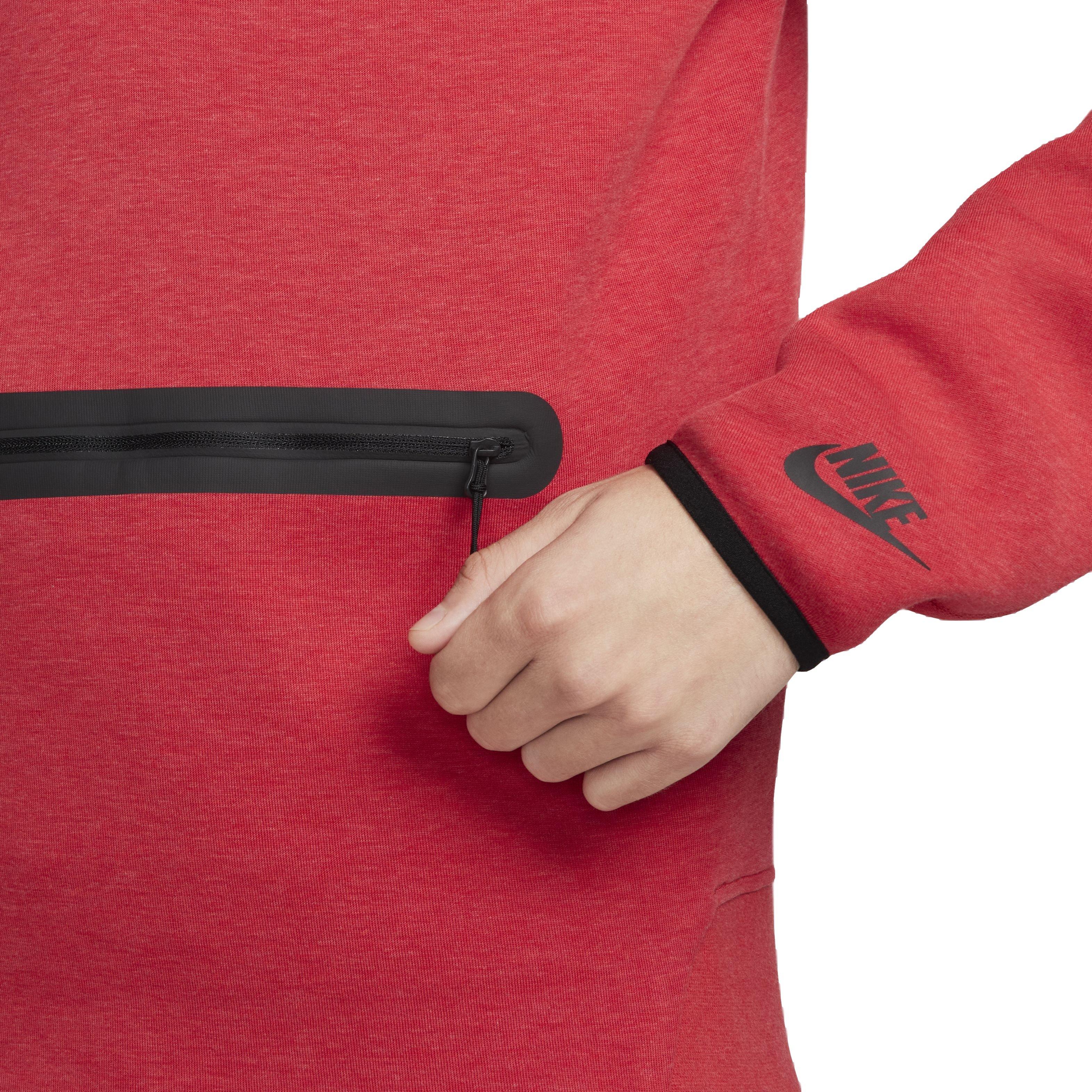 Nike Men's Sportswear Tech Fleece 1/2-Zip Sweatshirt - RED Thumbnail View 5