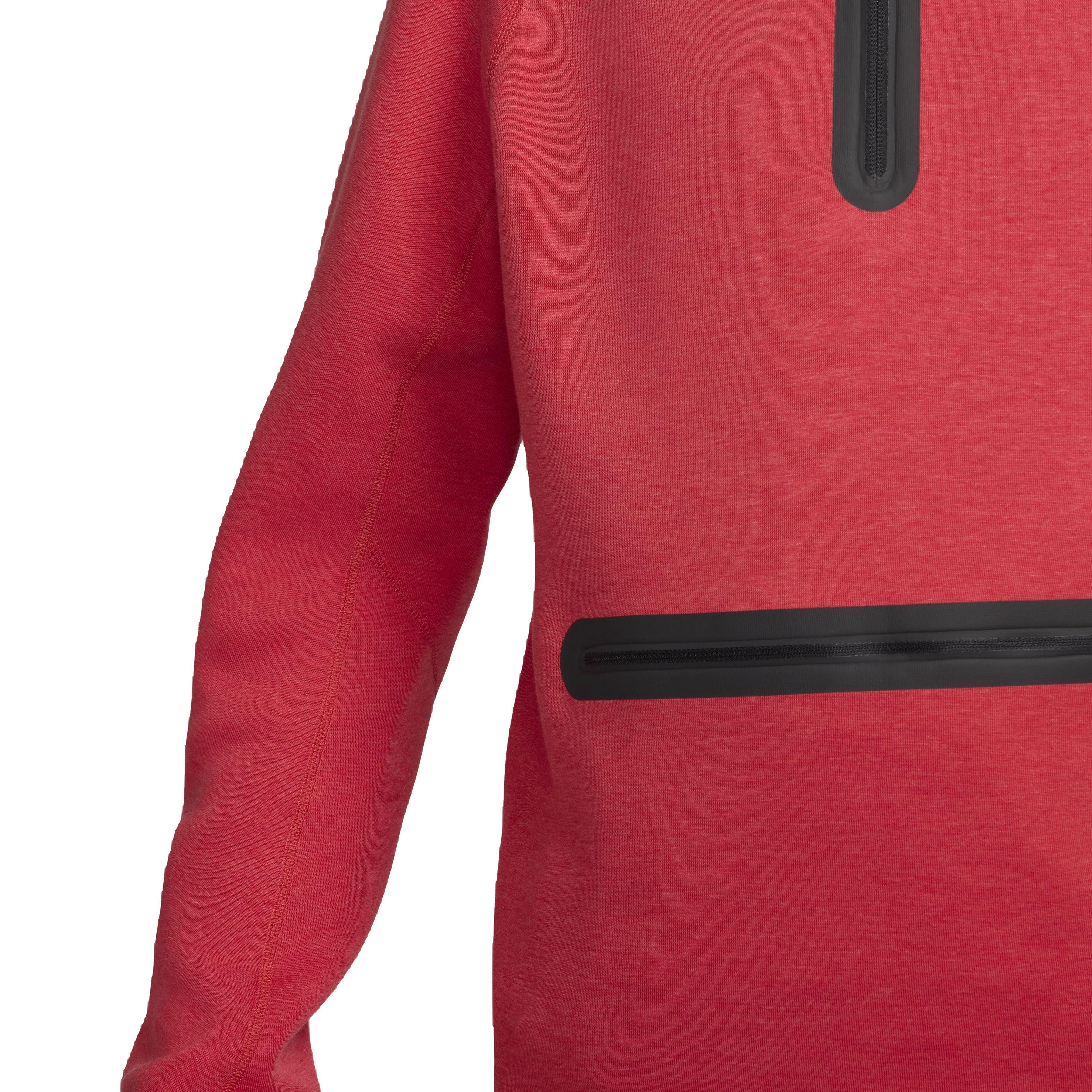 Nike Men's Sportswear Tech Fleece 1/2-Zip Sweatshirt - RED Thumbnail View 6