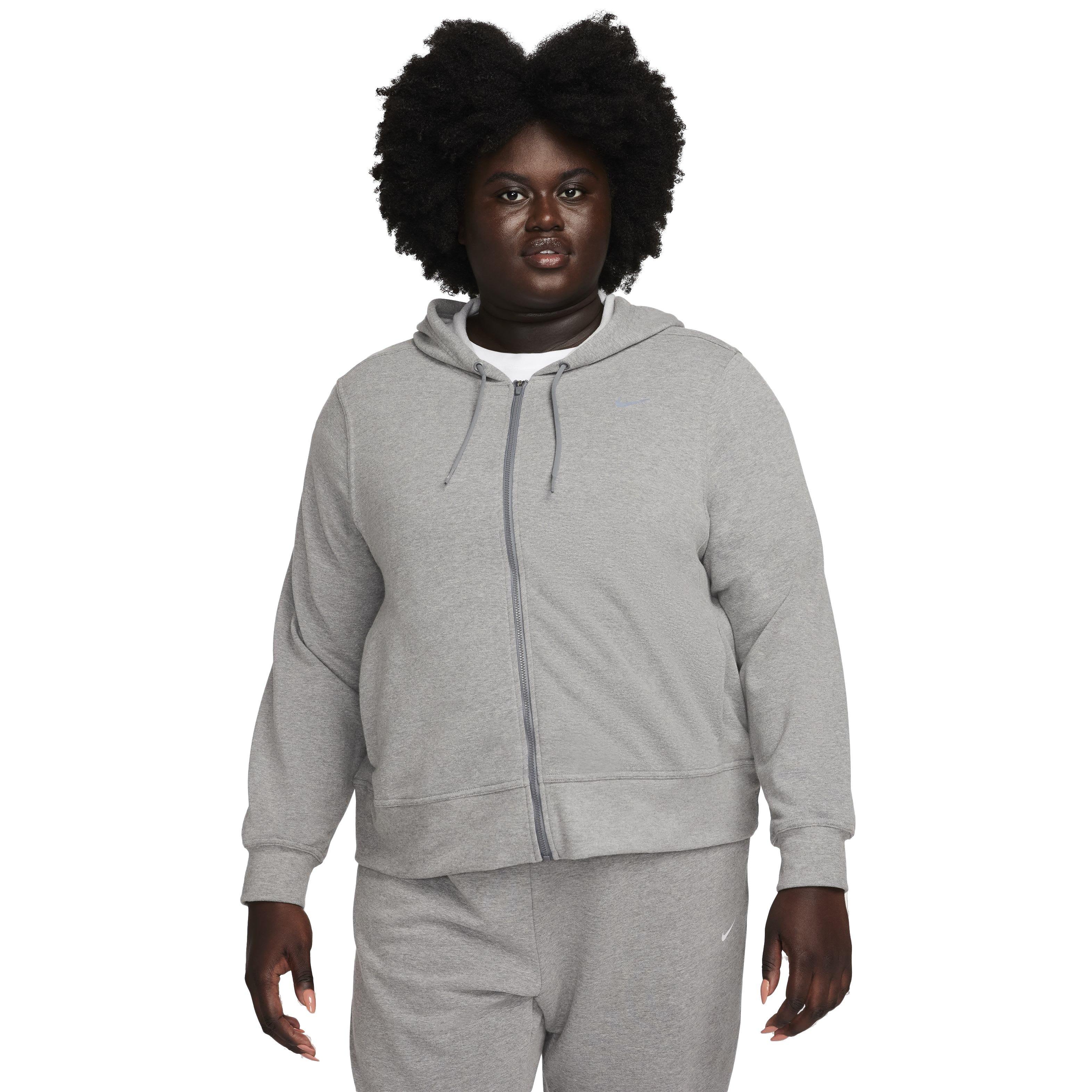 Nike Women's Dri-FIT One Full-Zip French Terry hooded Jacket - Grey - GREY Thumbnail View 1