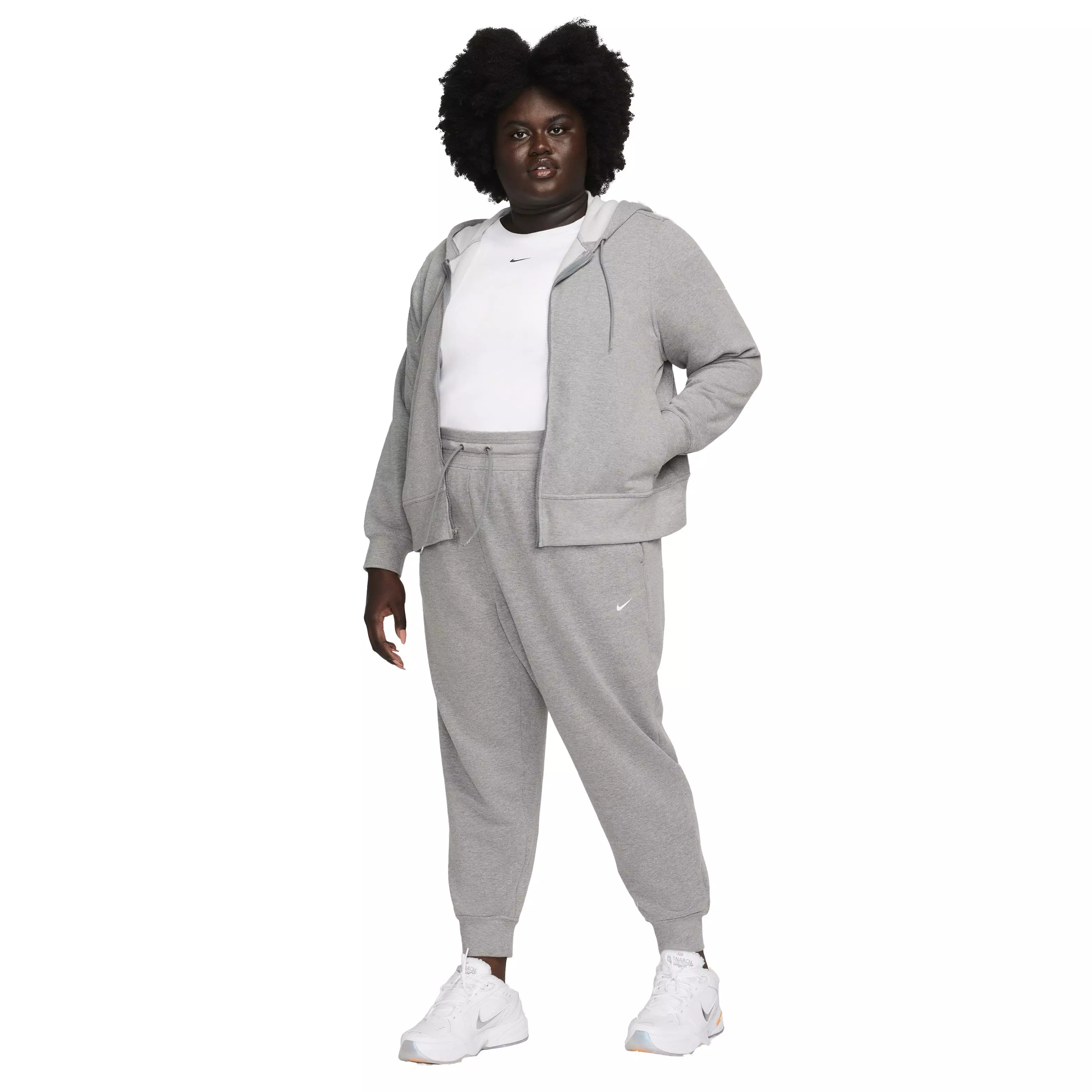 Nike Women's Dri-FIT One Full-Zip French Terry hooded Jacket - Grey - GREY