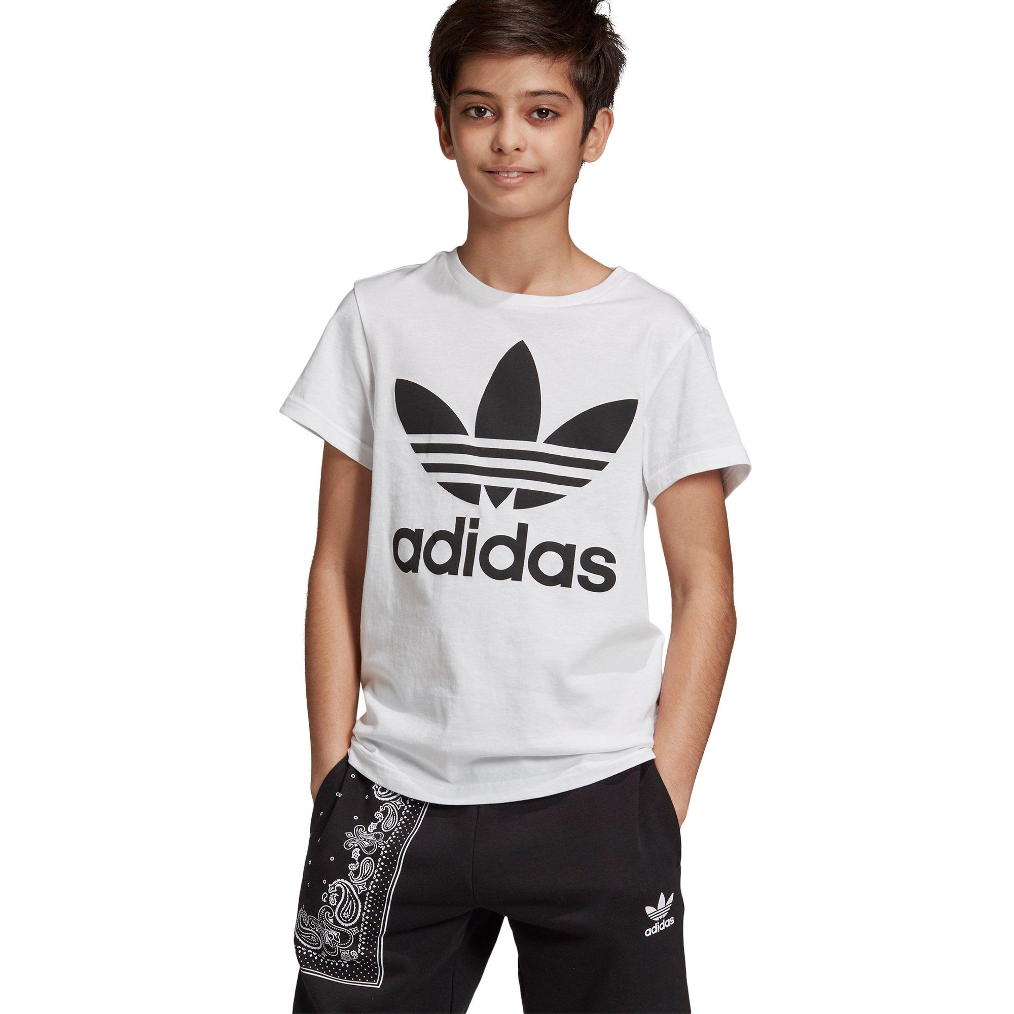 adidas Kids' Trefoil White Tee - WHITE Thumbnail View 1
