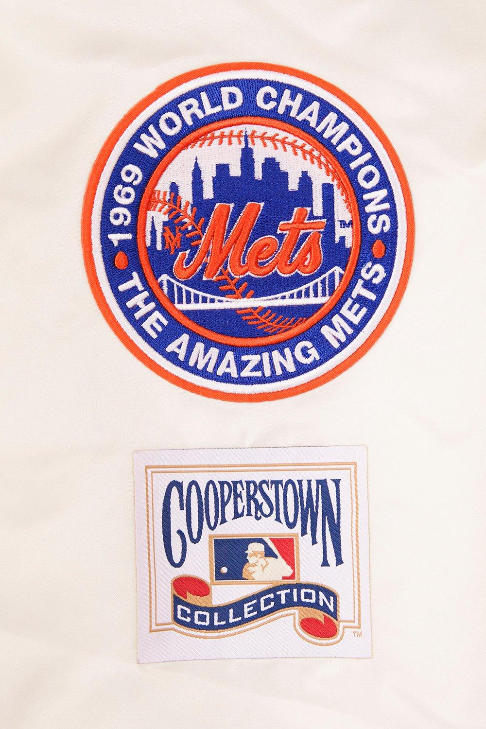 Pro Standard Men's MLB New York Mets Retro Classic Rib Satin Jacket - Eggshell - EGGSHELL Thumbnail View 6
