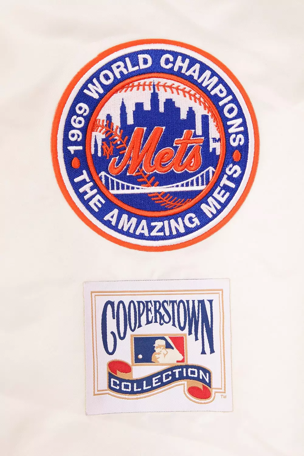 Pro Standard Men's MLB New York Mets Retro Classic Rib Satin Jacket - Eggshell - EGGSHELL