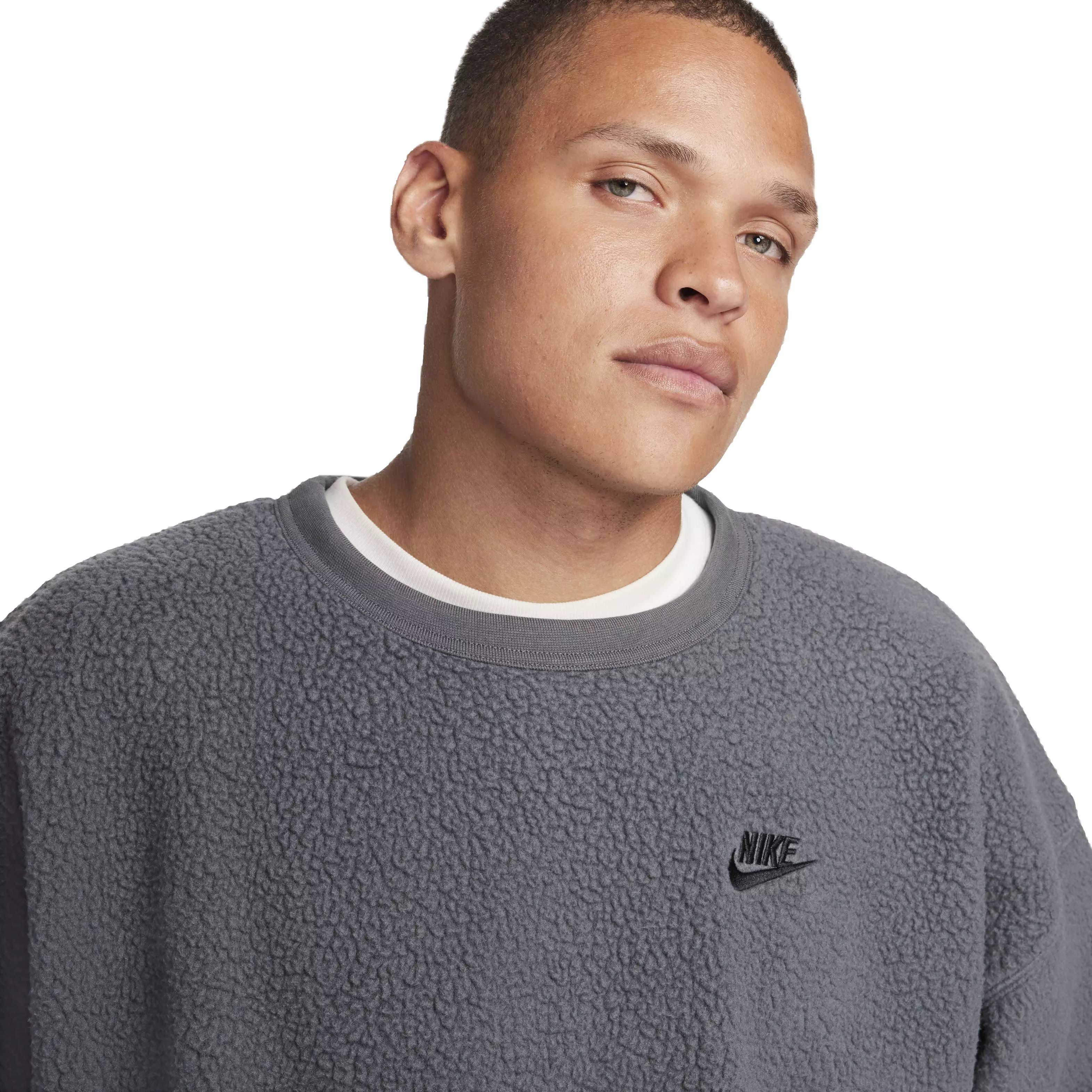 Nike Men's Club Fleece Sherpa Winterized Crew - GREY