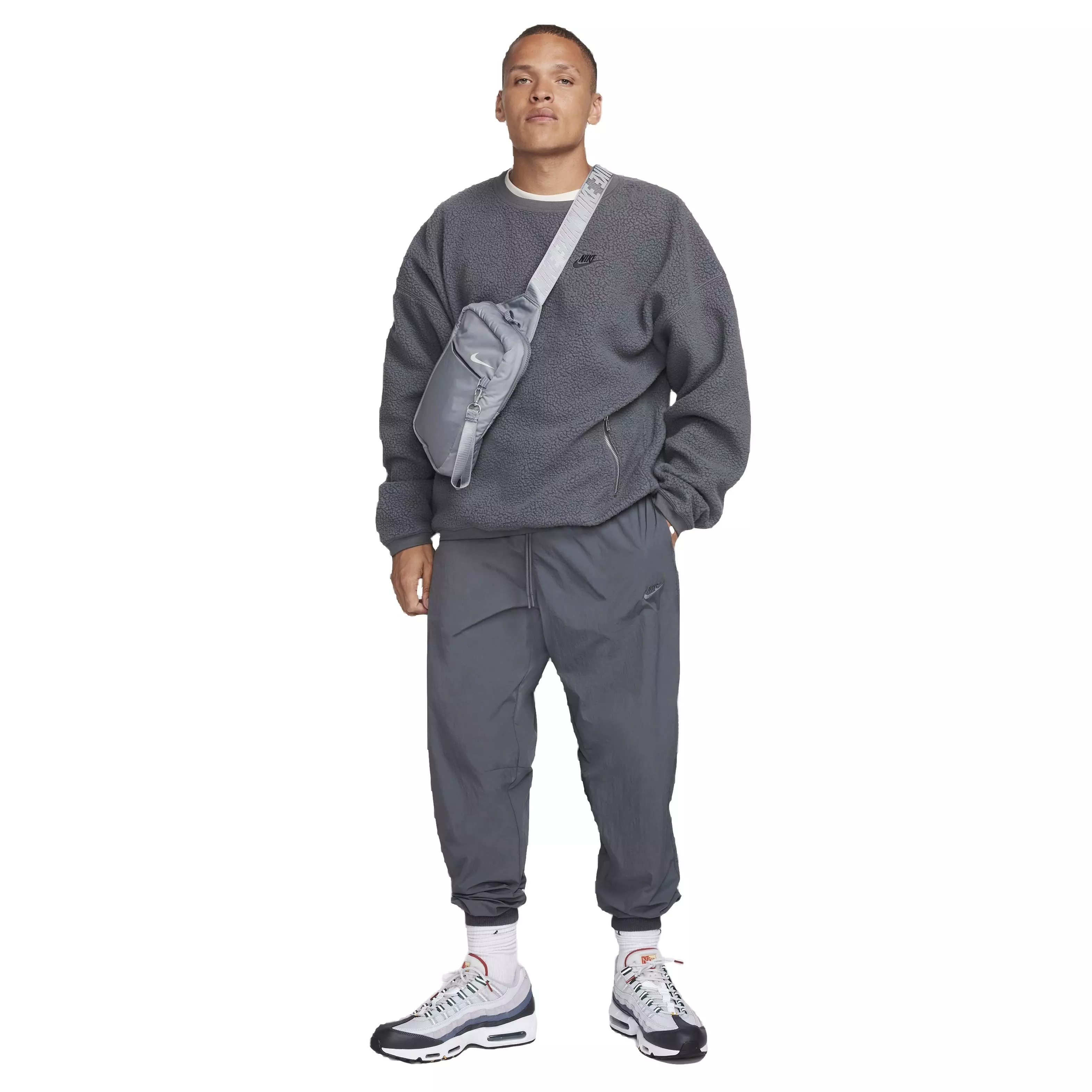 Nike Men's Club Fleece Sherpa Winterized Crew - GREY