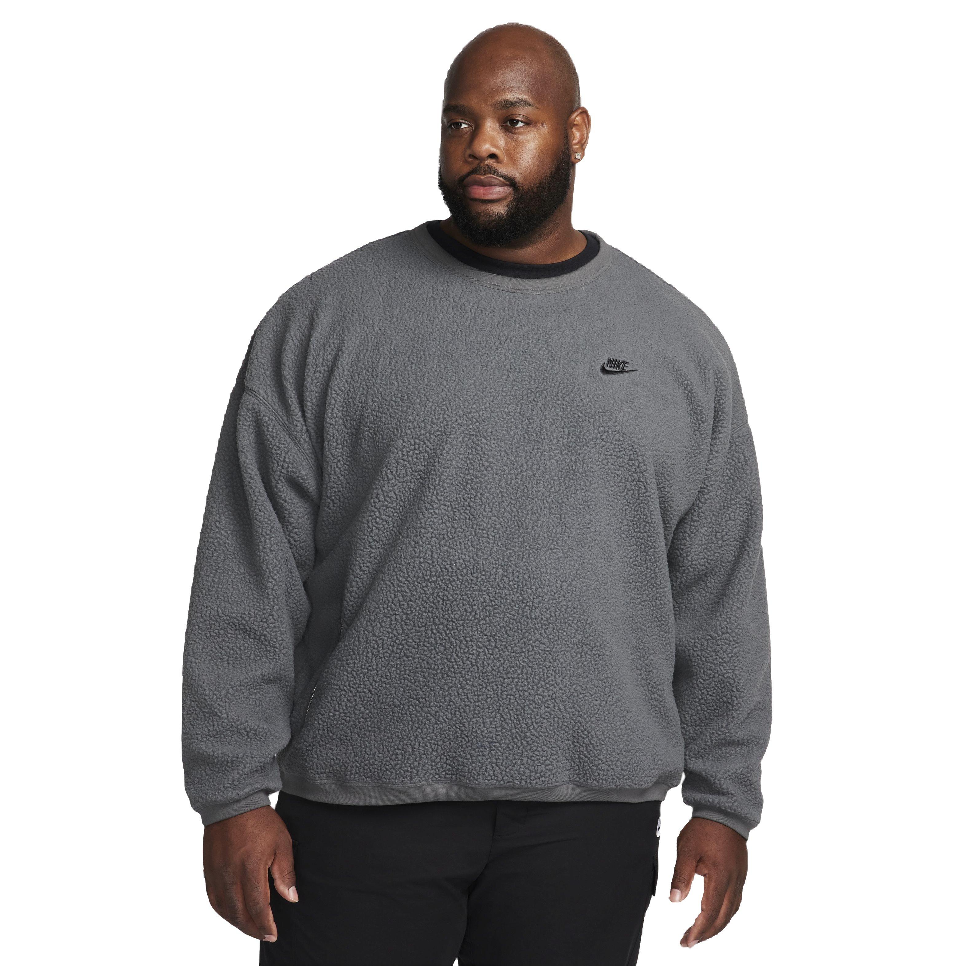 Nike Men's Club Fleece Sherpa Winterized Crew - GREY Thumbnail View 7