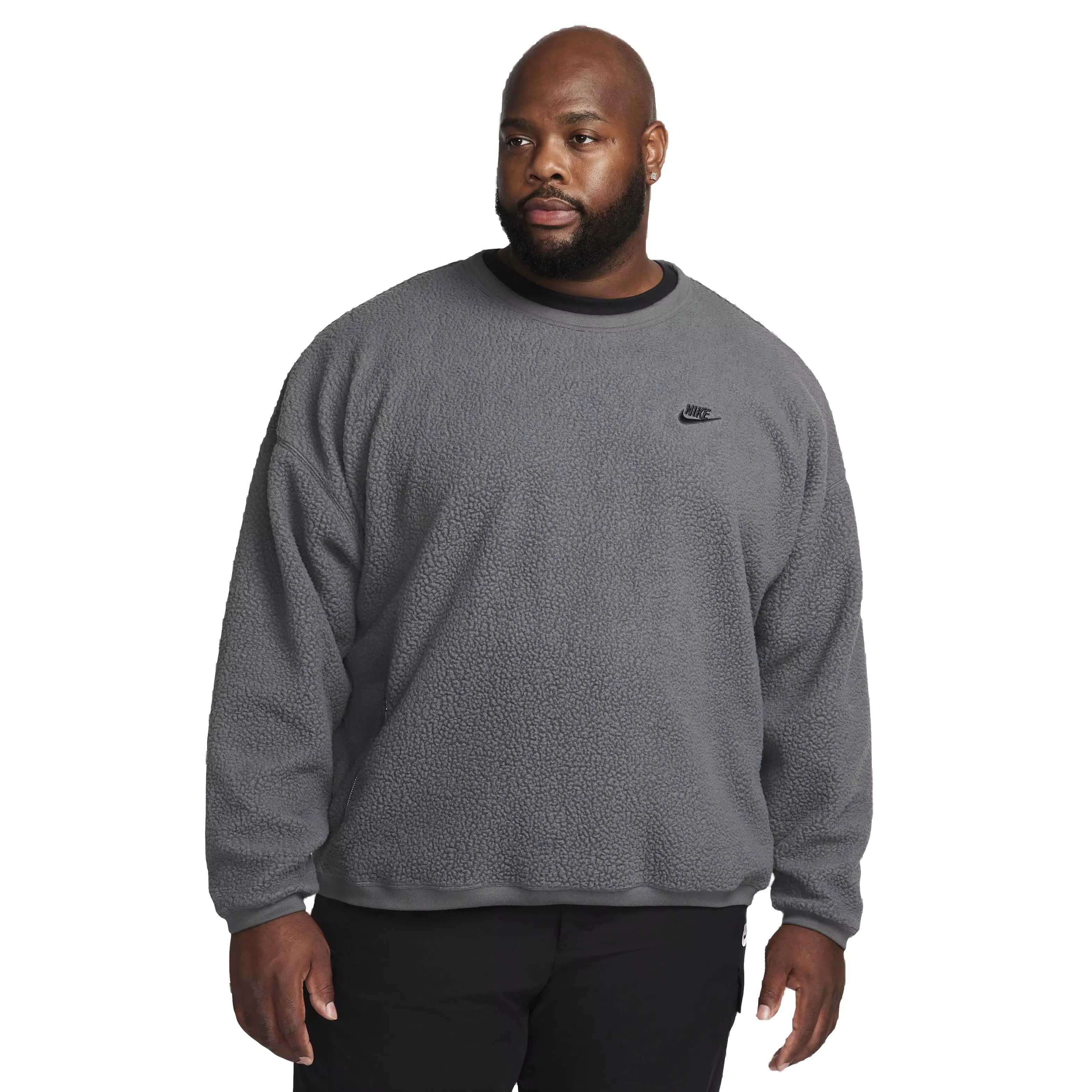 Nike Men's Club Fleece Sherpa Winterized Crew - GREY
