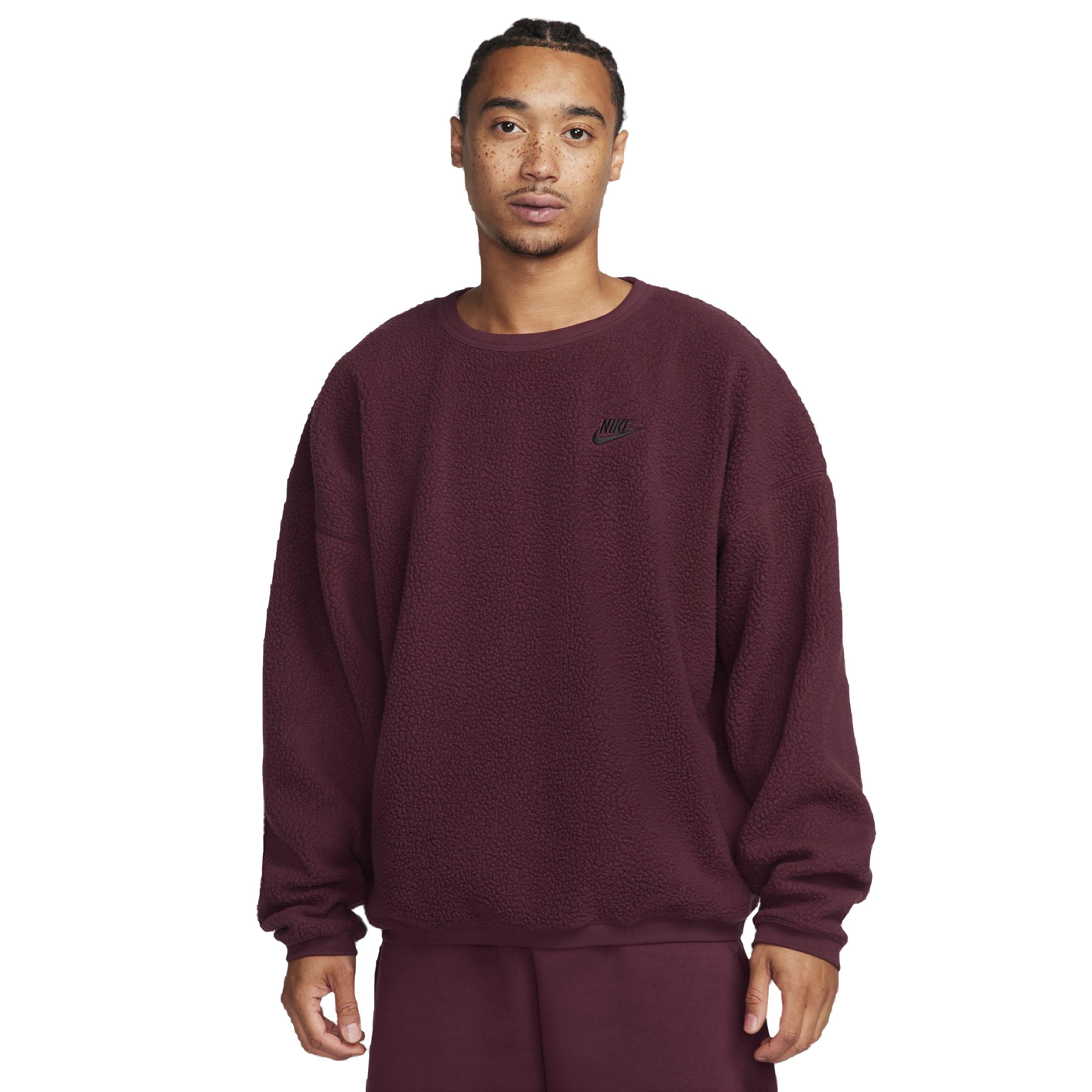 Nike Men's Club Fleece Sherpa Winterized Crew - MAROON Thumbnail View 1
