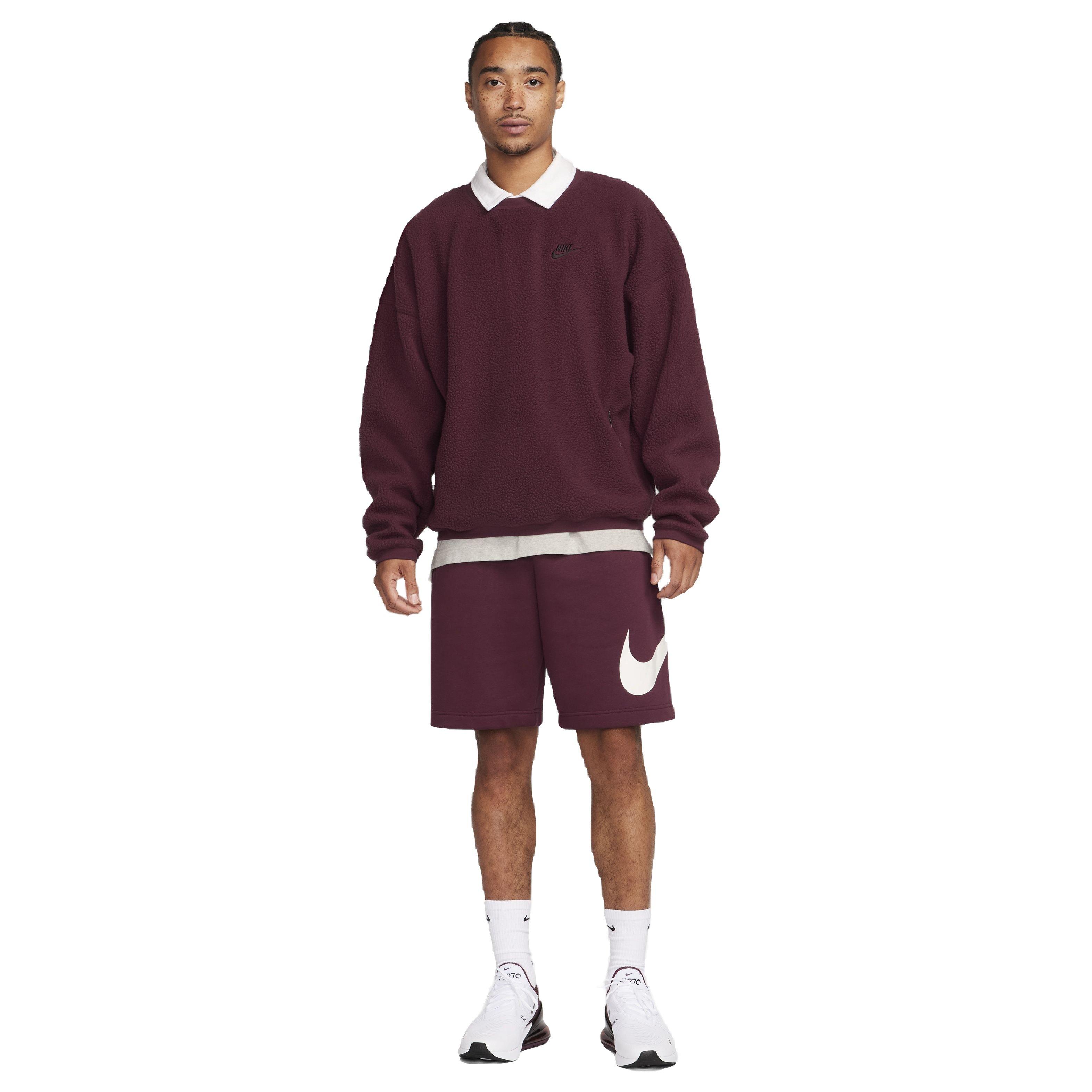 Nike Men's Club Fleece Sherpa Winterized Crew - MAROON Thumbnail View 6