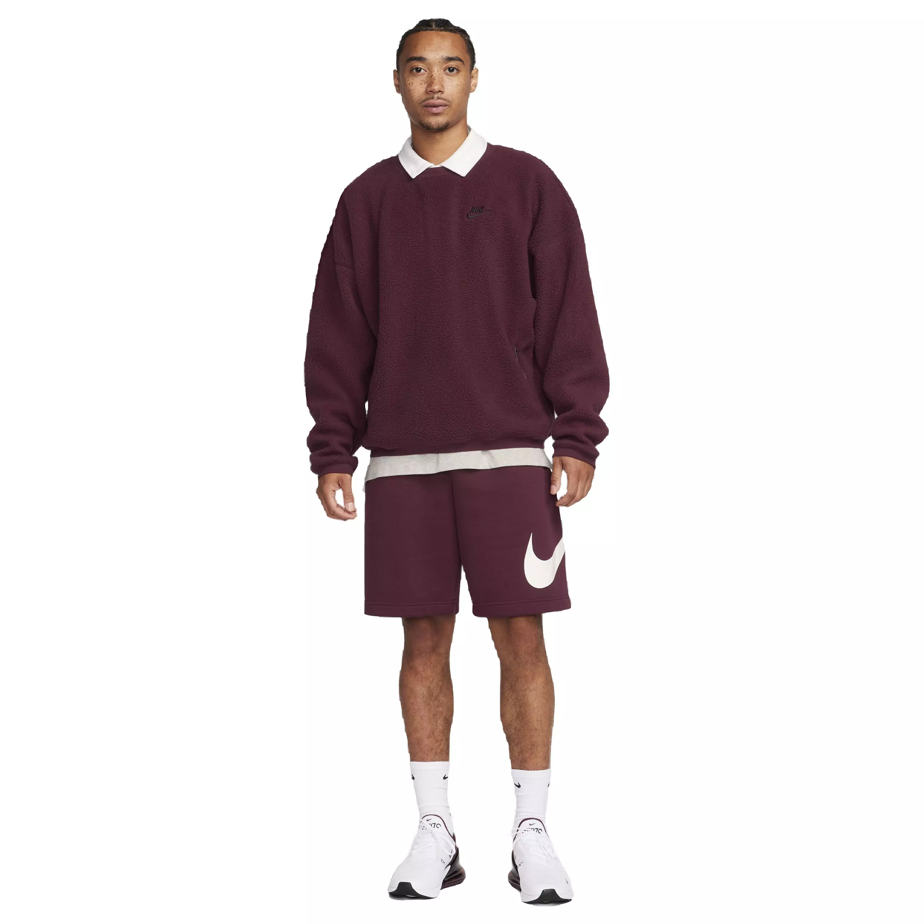 Nike Men's Club Fleece Sherpa Winterized Crew - MAROON