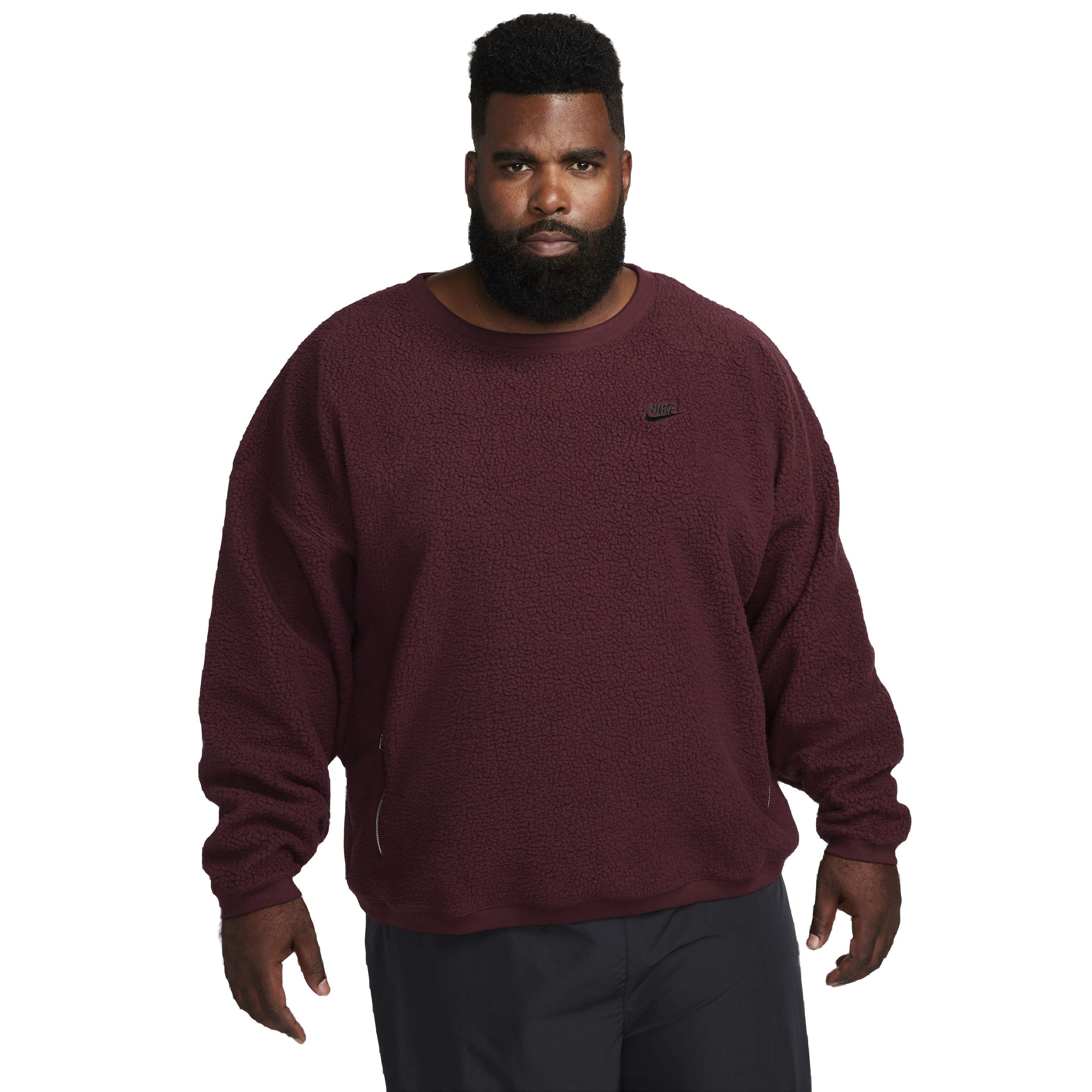 Nike Men's Club Fleece Sherpa Winterized Crew - MAROON Thumbnail View 7