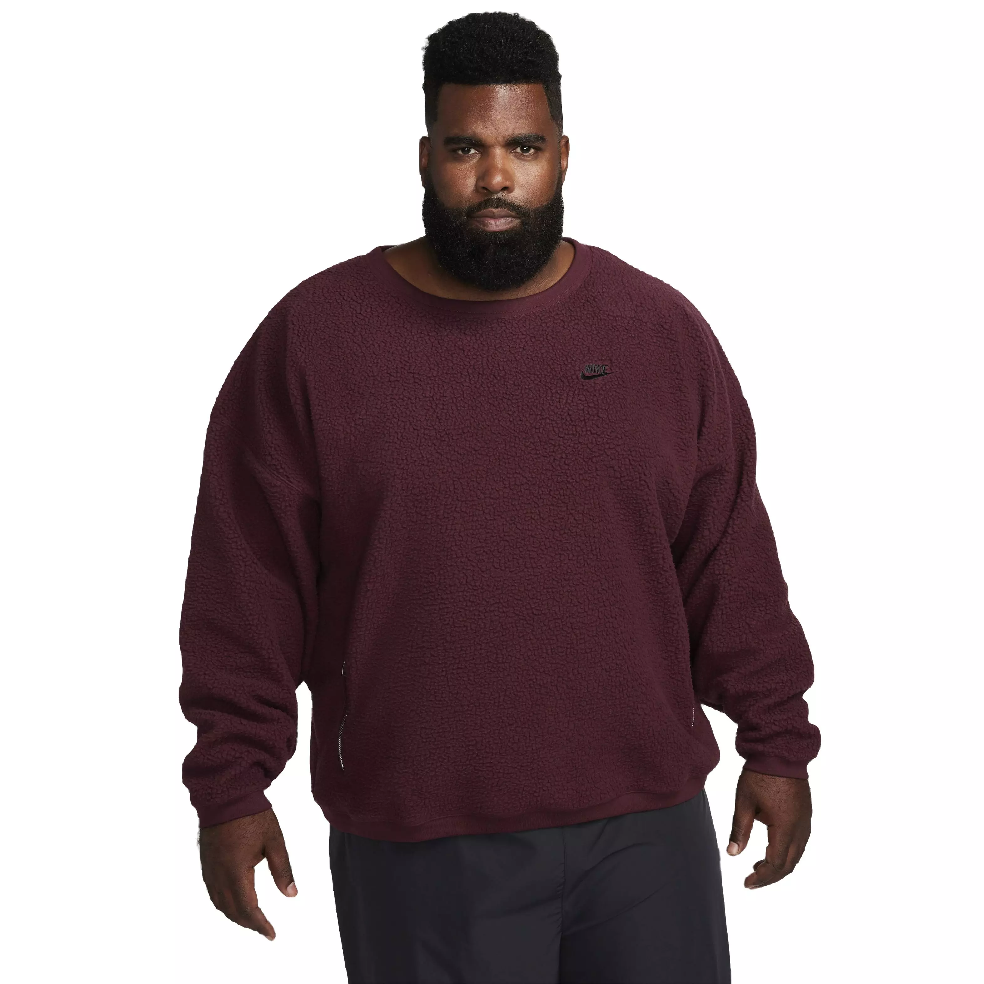 Nike Men's Club Fleece Sherpa Winterized Crew - MAROON