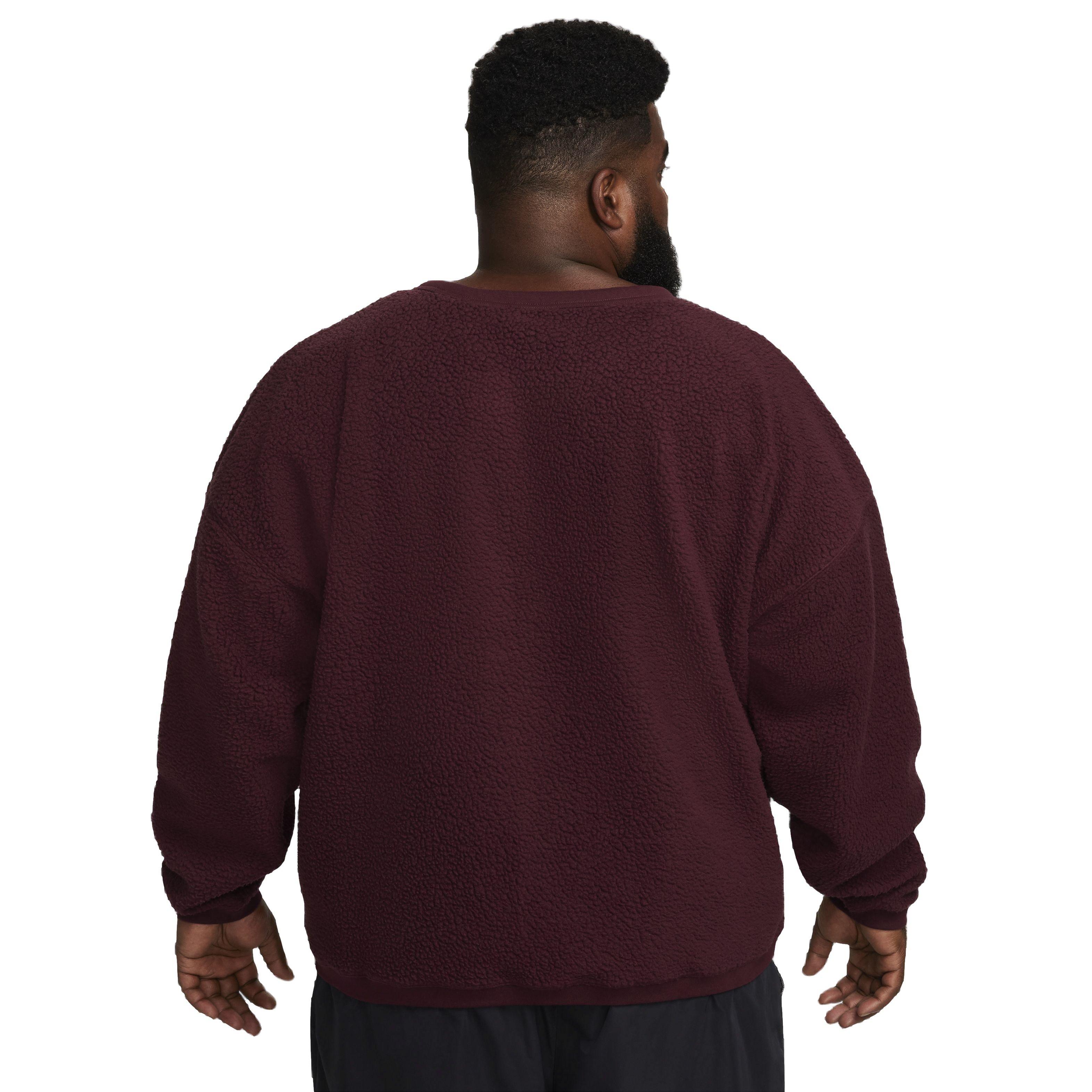 Nike Men's Club Fleece Sherpa Winterized Crew - MAROON Thumbnail View 8