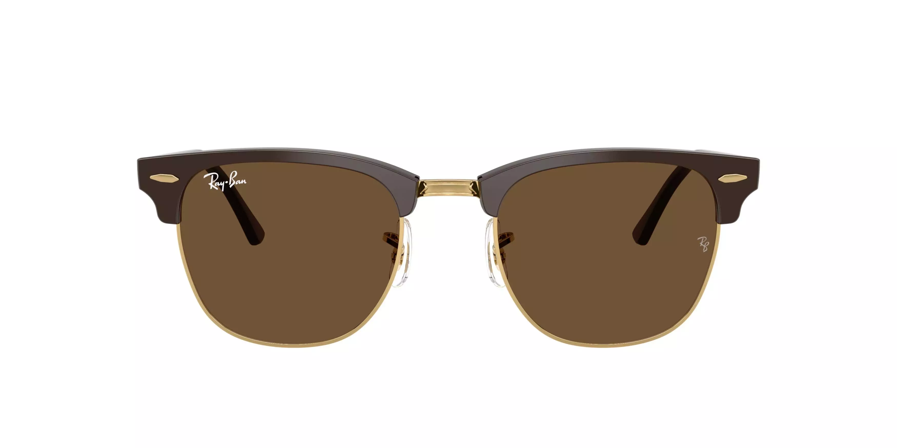 Ray-Ban Clubmaster Classic Dark Brown Sunglasses &ndash; Polished Brown & Gold - BROWN