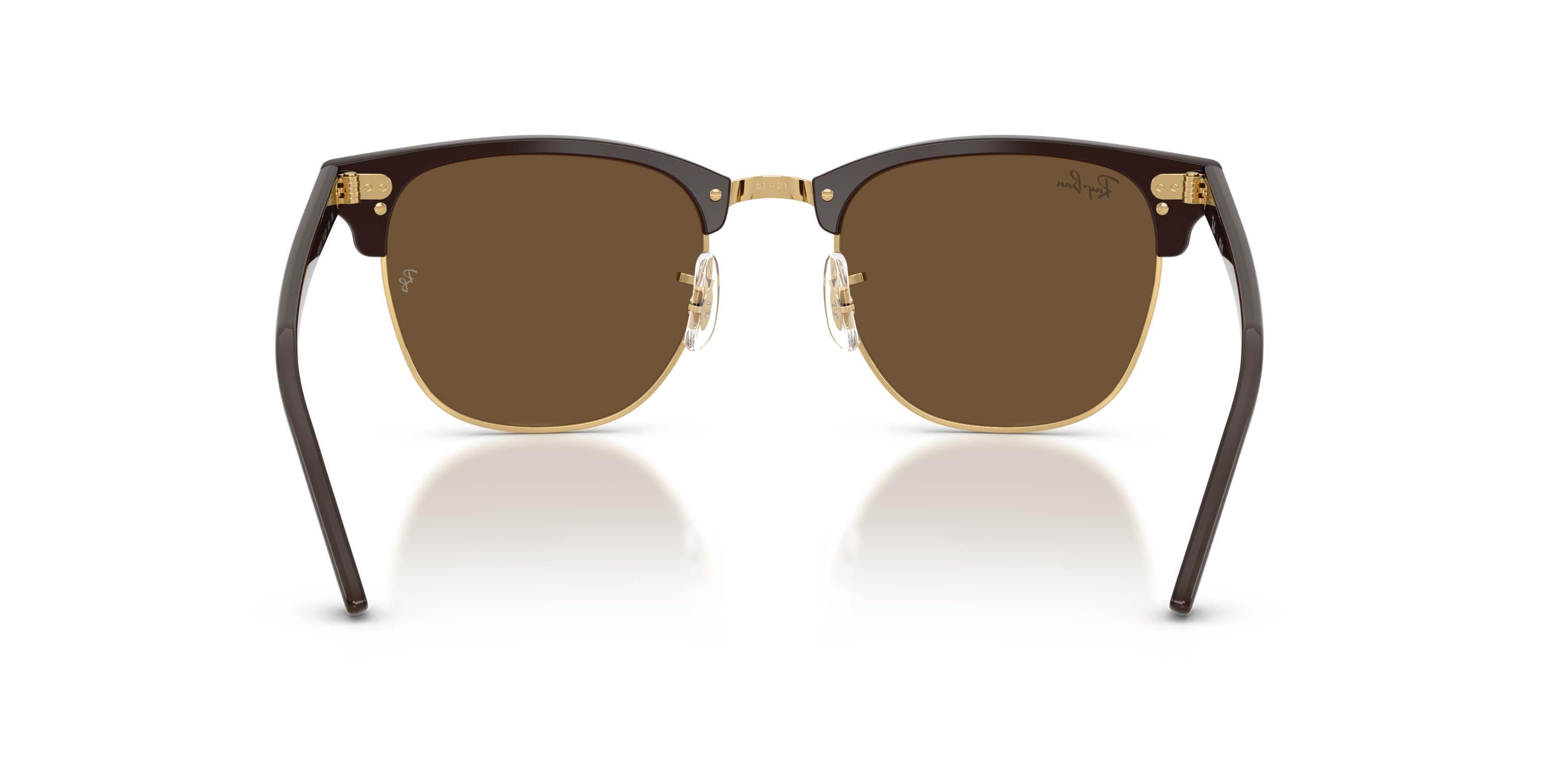 Ray-Ban Clubmaster Classic Dark Brown Sunglasses &ndash; Polished Brown & Gold - BROWN Thumbnail View 4