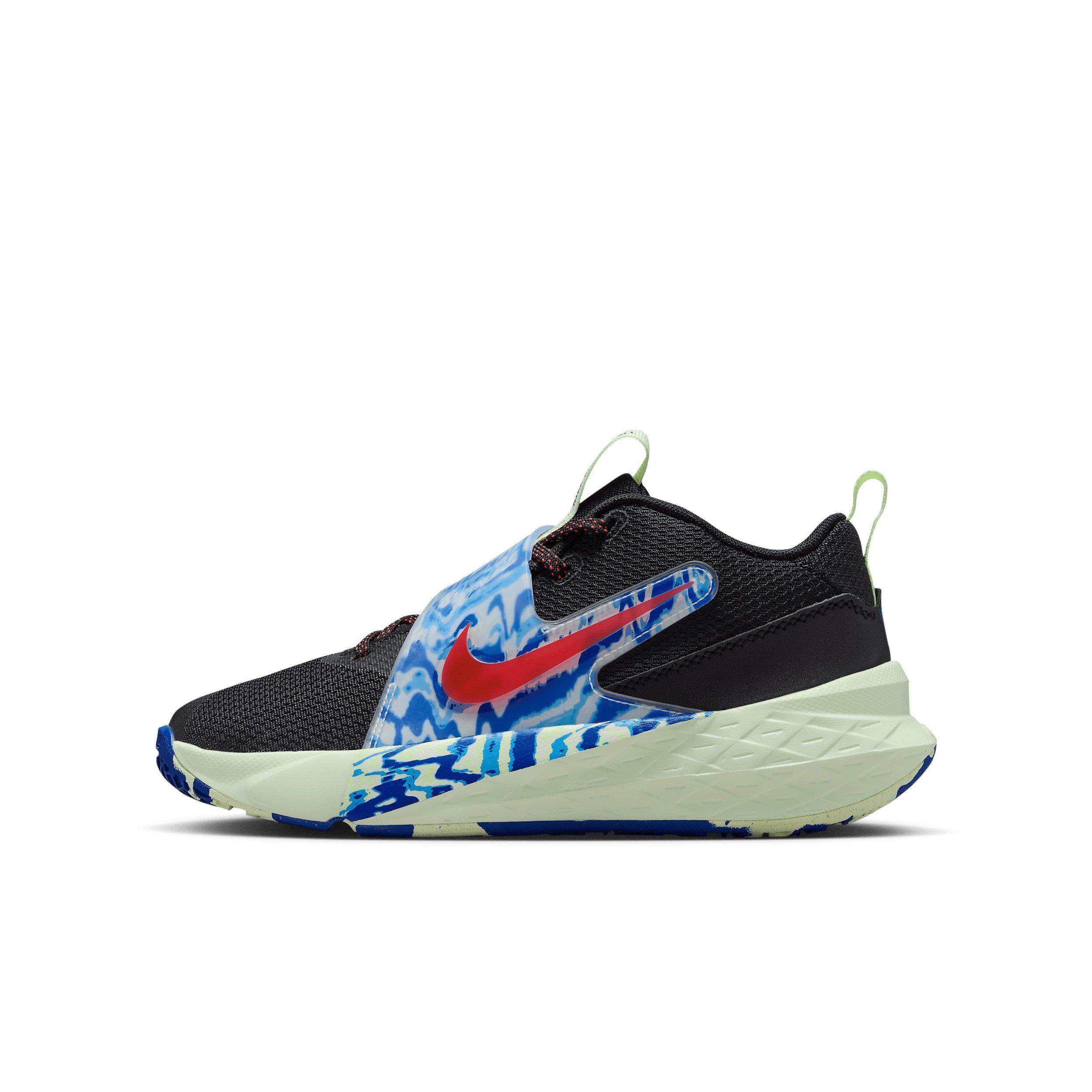 Nike Team Hustle D 12 "Black/Game Royal/Volt Tint/Bright Crimson" Grade School Boys' Basketball Shoe - BLACK/ROYAL/VOLT/CRIMSON