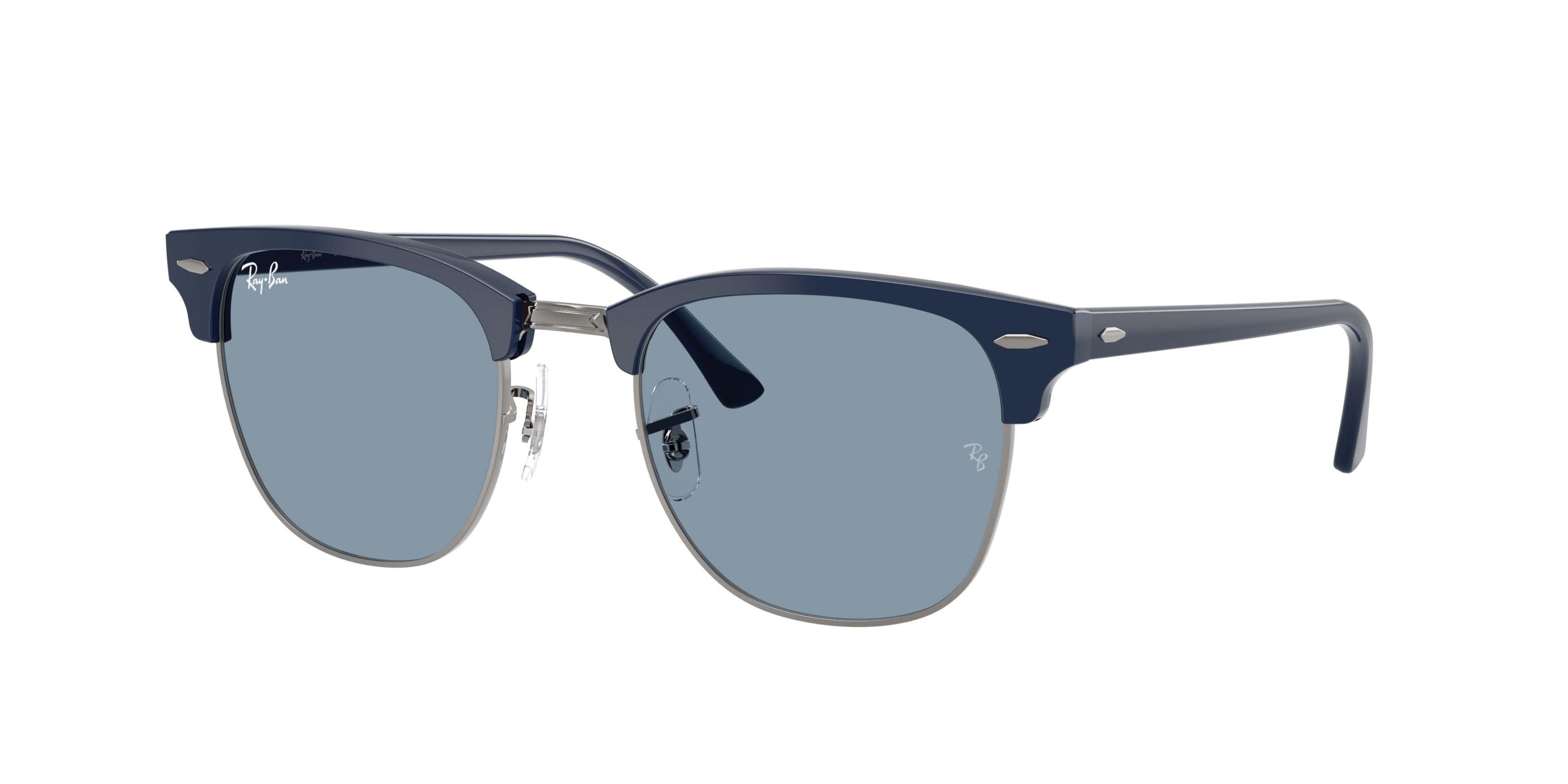 Ray-Ban Clubmaster Classic Blue Sunglasses &ndash; Polished Blue On Gunmetal - BLUE Thumbnail View 1