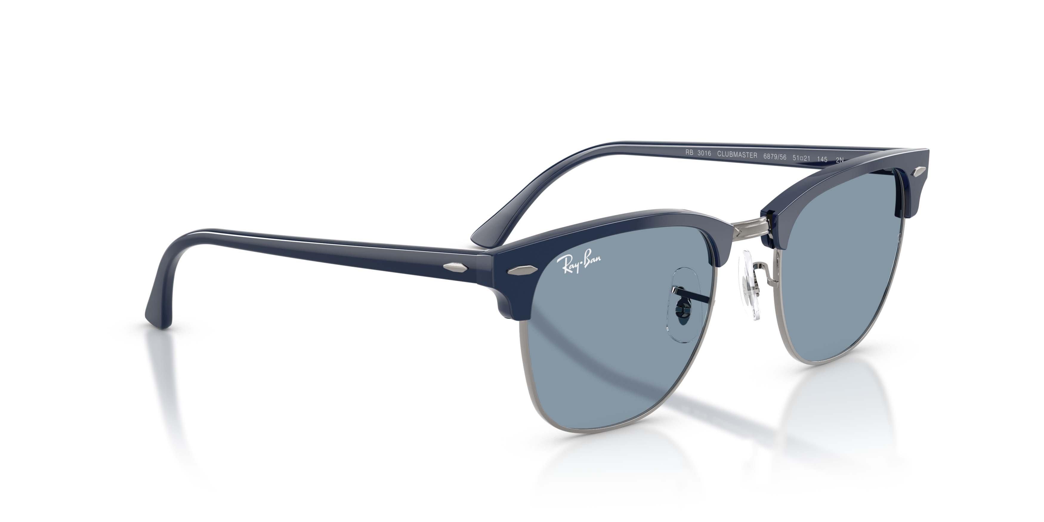 Ray-Ban Clubmaster Classic Blue Sunglasses &ndash; Polished Blue On Gunmetal - BLUE Thumbnail View 3