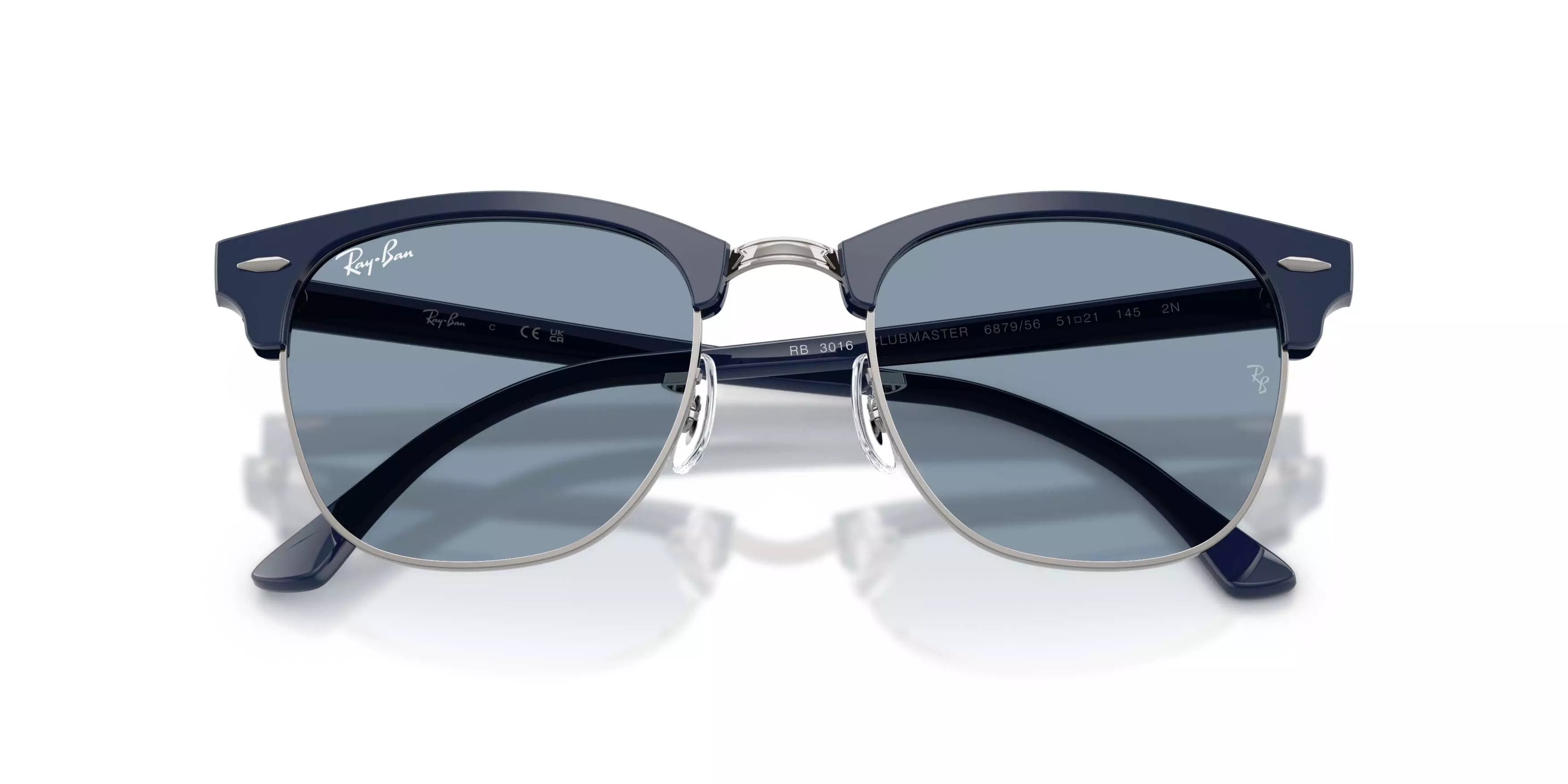 Ray-Ban Clubmaster Classic Blue Sunglasses &ndash; Polished Blue On Gunmetal - BLUE