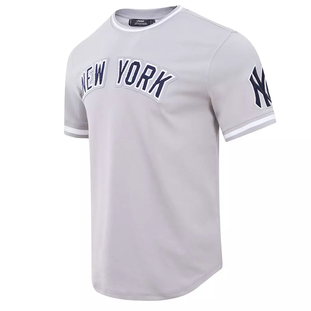 Pro Standard Men's MLB New York Yankees Classic Chenille Striped Sleeve Top - GREY