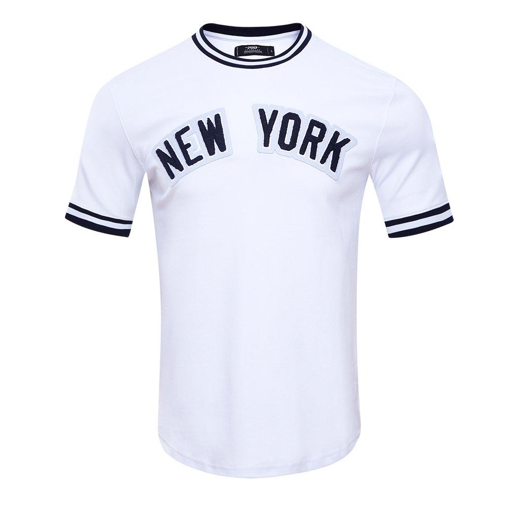 Pro Standard Men's MLB New York Yankees Classic Chenille Striped Sleeve Top - WHITE Thumbnail View 1