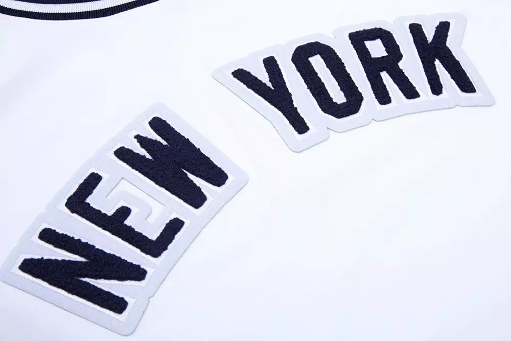 Pro Standard Men's MLB New York Yankees Classic Chenille Striped Sleeve Top - WHITE