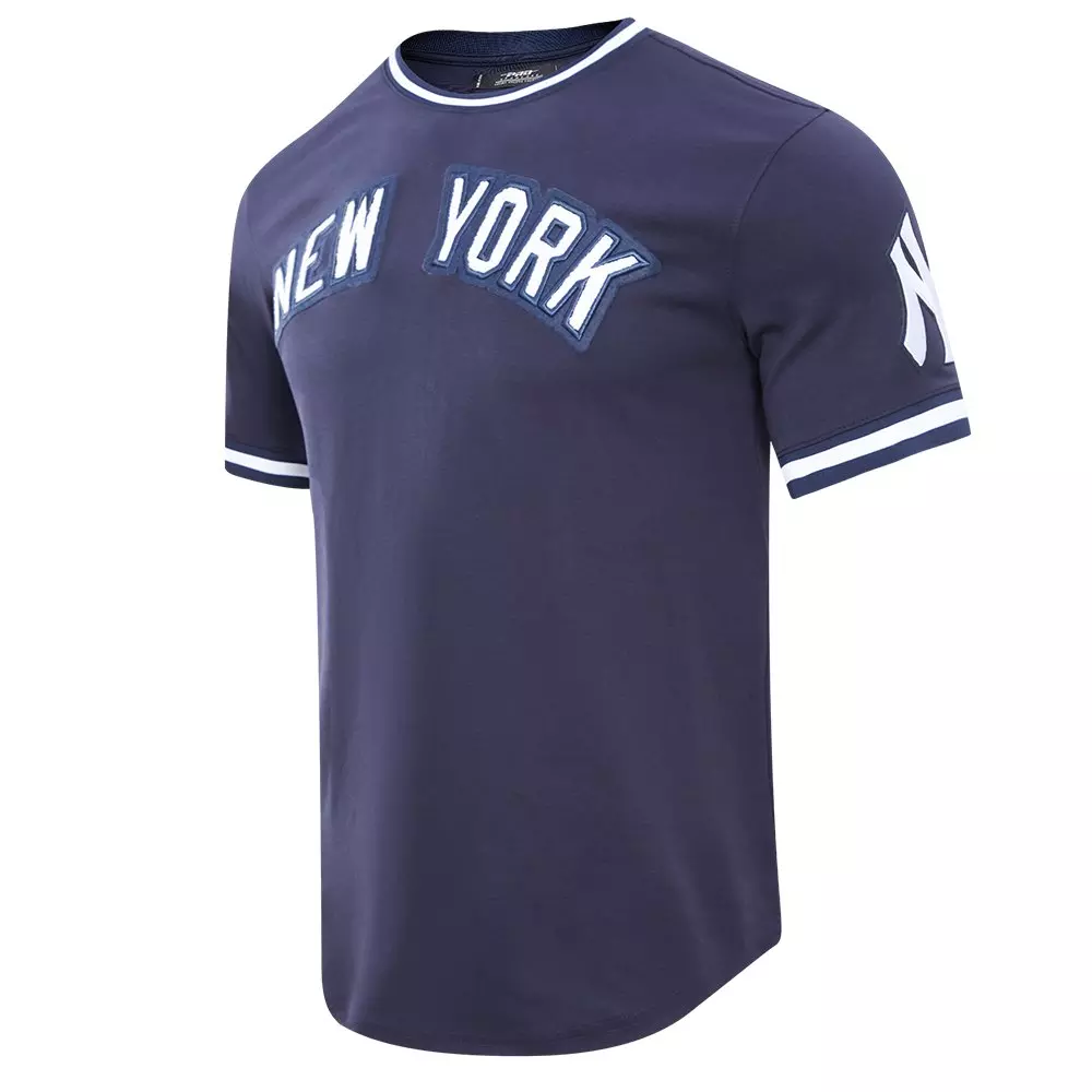 Pro Standard Men's MLB New York Yankees Classic Chenille Striped Sleeve Top - NAVY