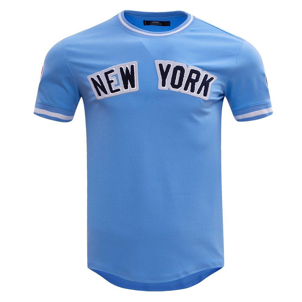 Pro Standard Men's MLB New York Yankees Classic Chenille Striped Sleeve Top - BLUE Thumbnail View 1